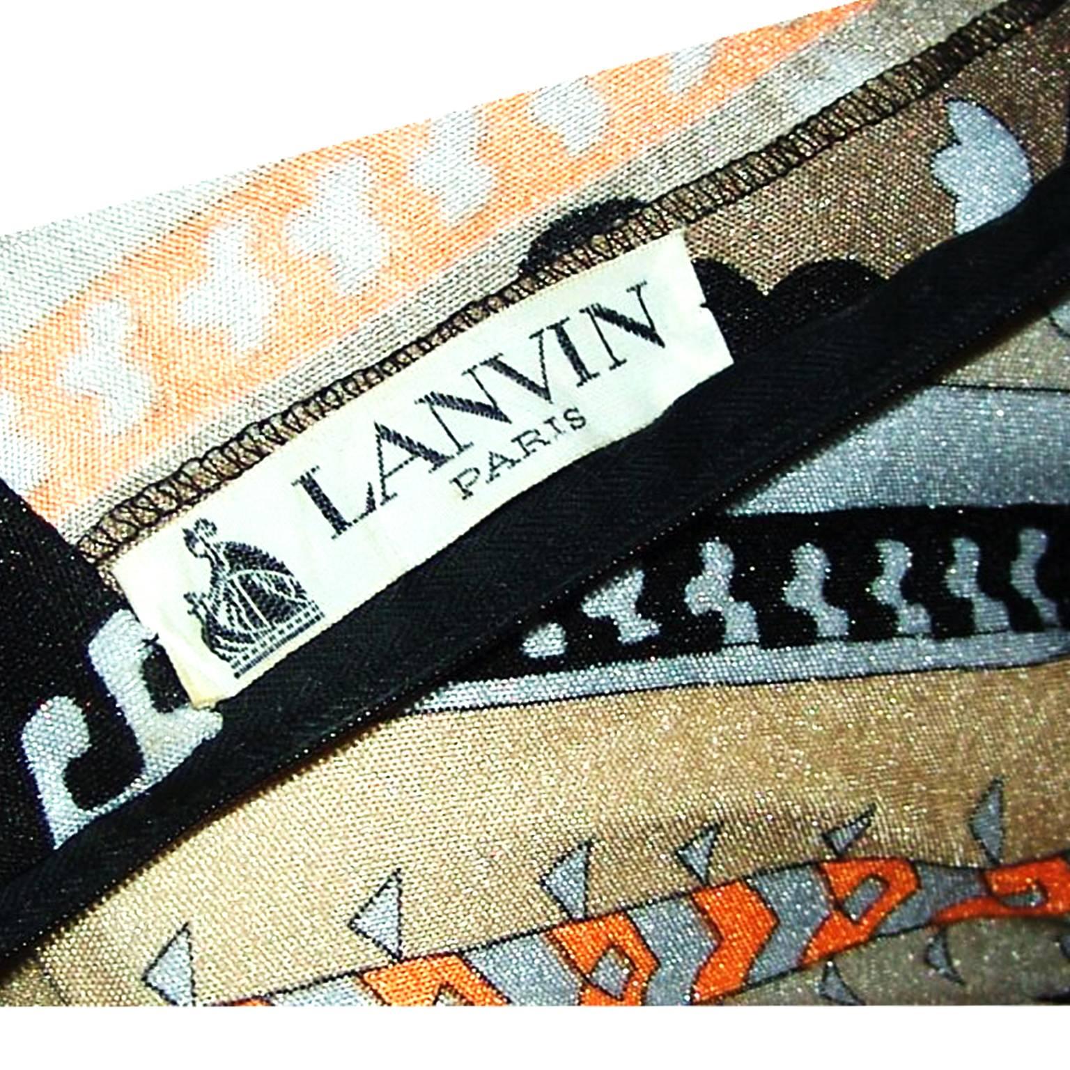 Lanvin Vintage Dress Multi Colour Gown With Belt 1970s 1