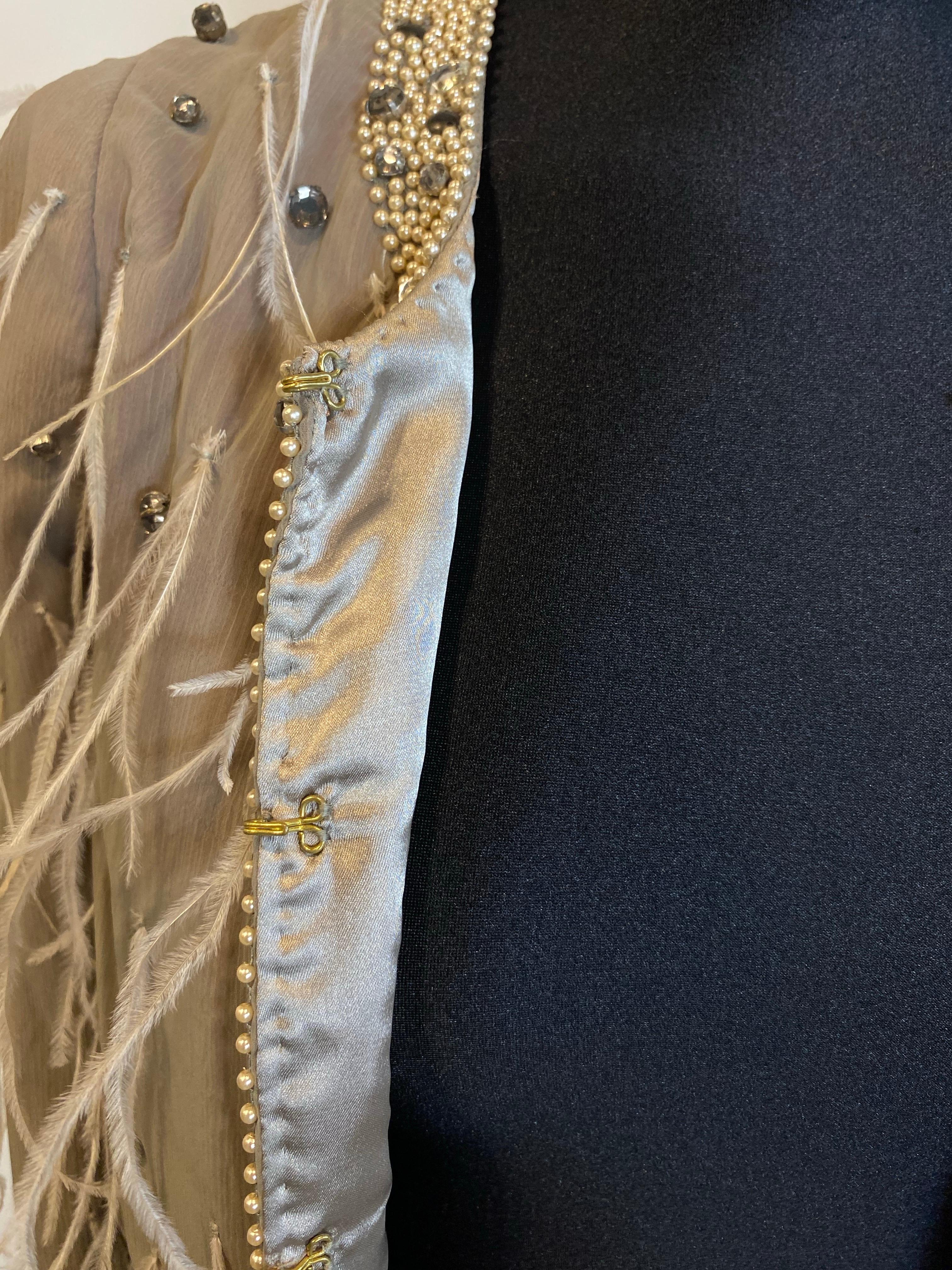 Giacca vintage di Lanvin con piume e perle in vendita 5
