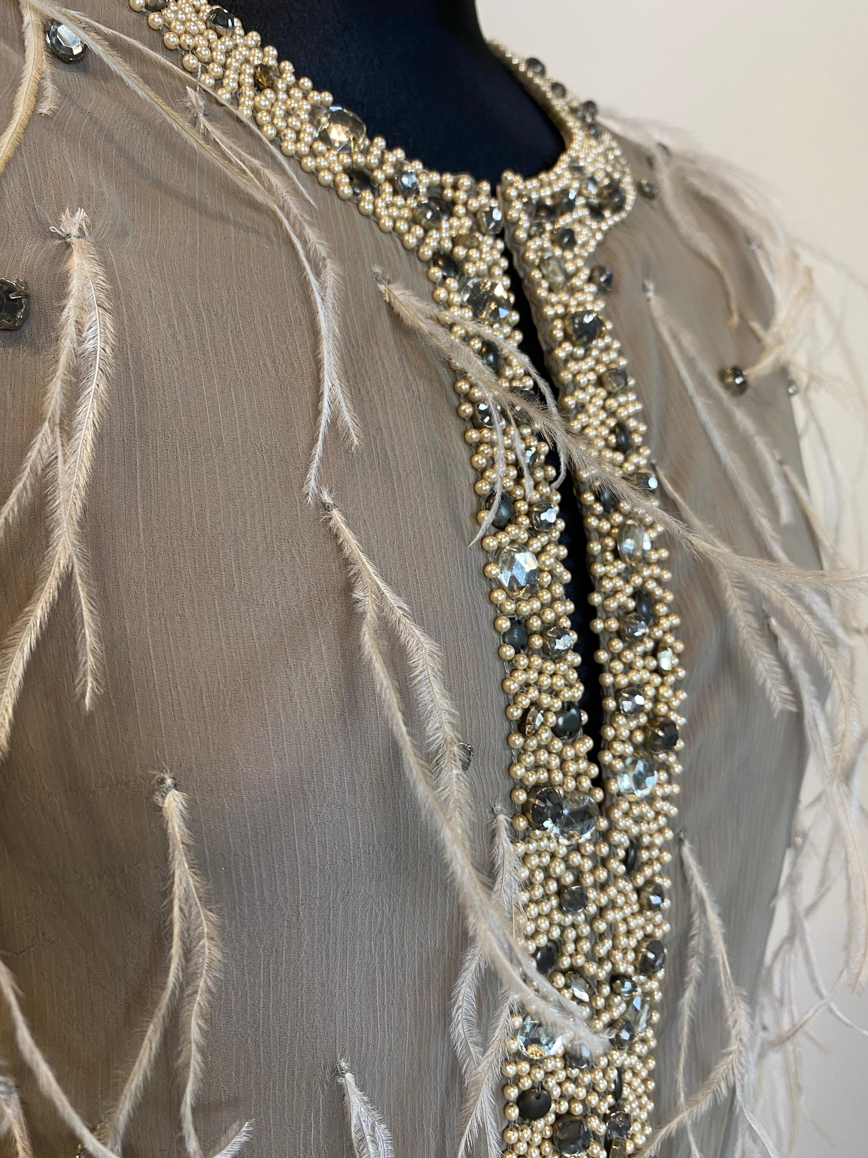 da uomo o donna Giacca vintage di Lanvin con piume e perle in vendita