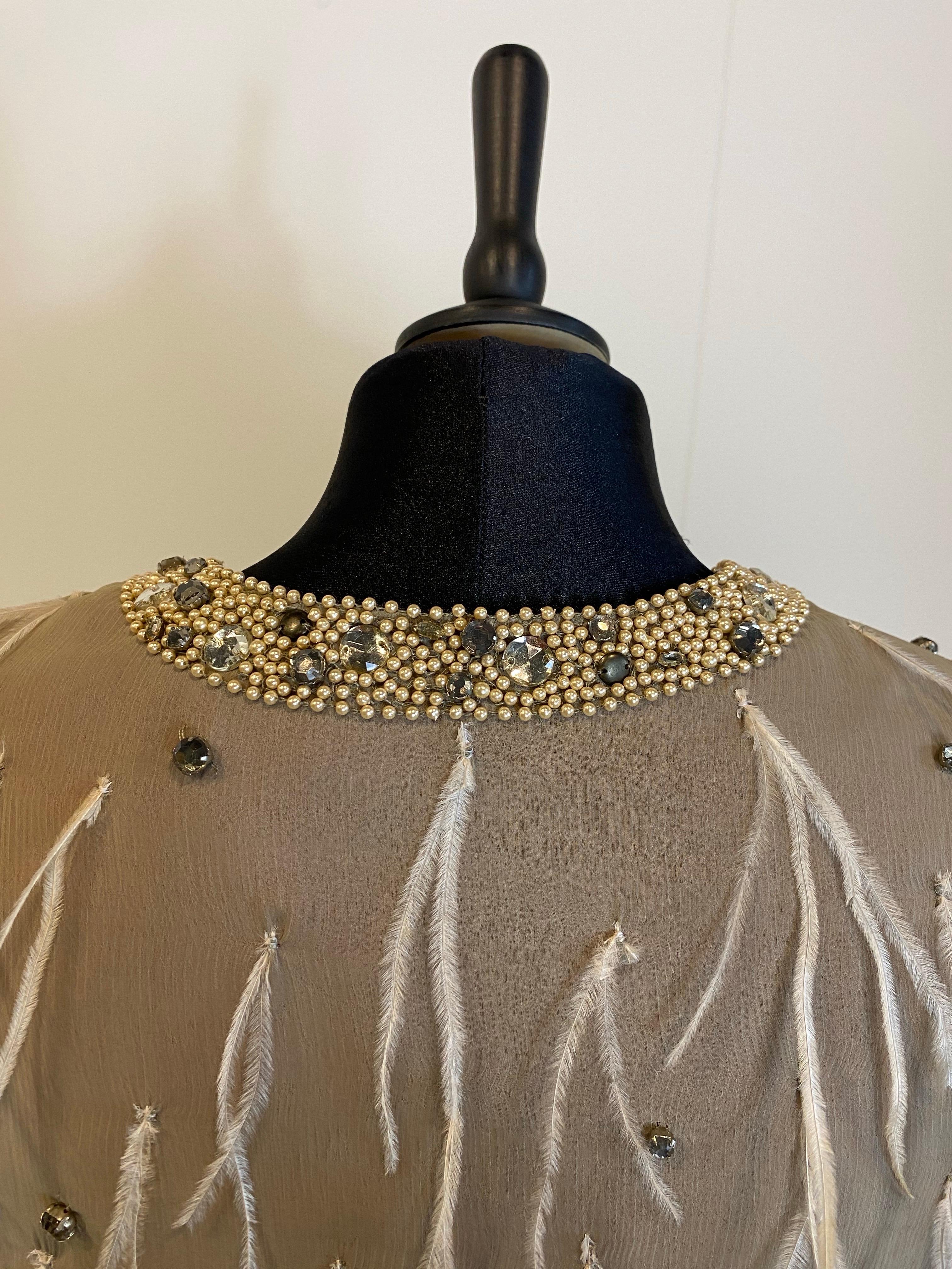 Giacca vintage di Lanvin con piume e perle in vendita 2