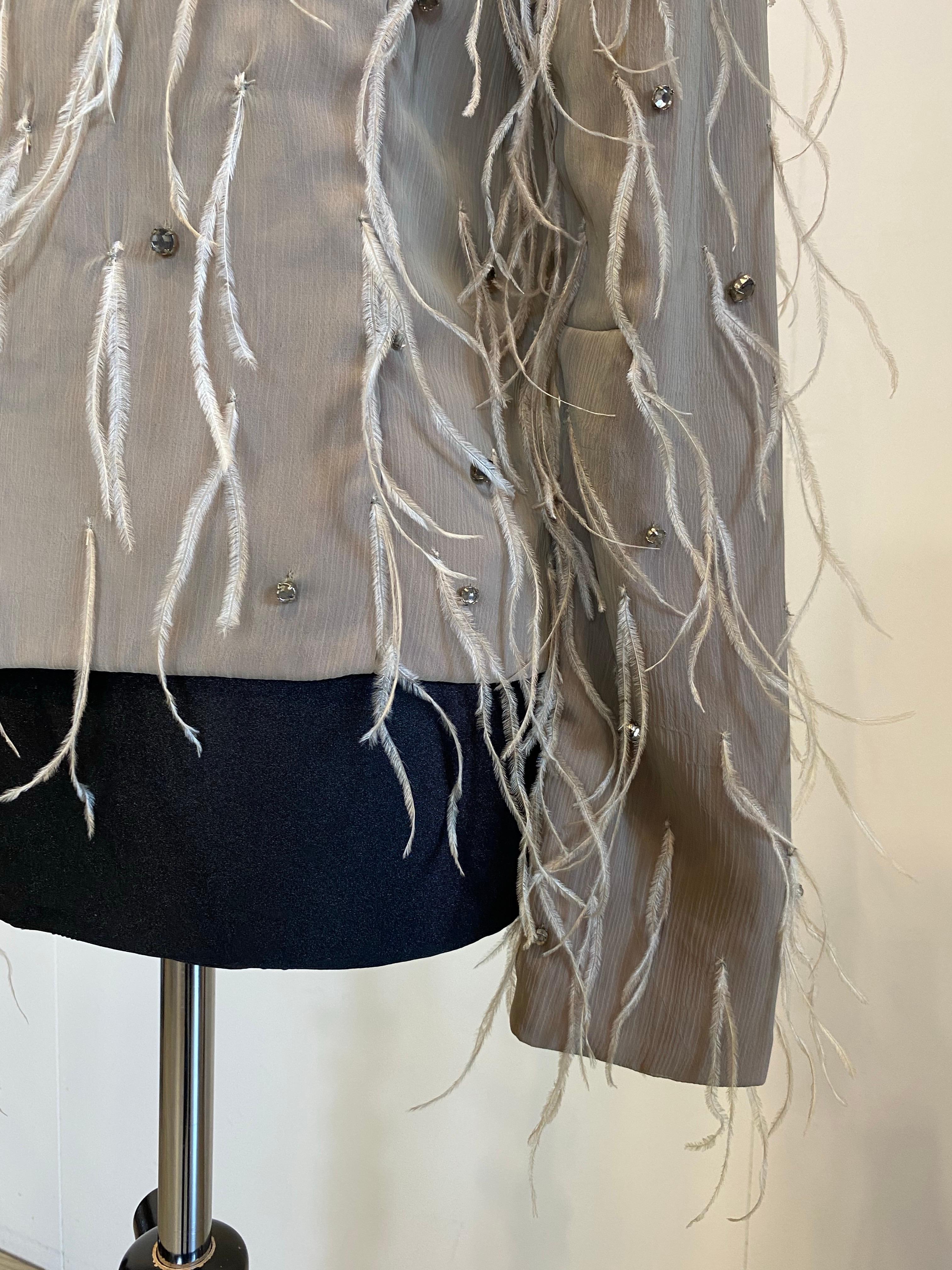 Giacca vintage di Lanvin con piume e perle in vendita 3