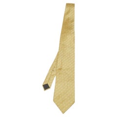 Lanvin Vintage Goldfarbene Jacquard-Seidenkrawatte