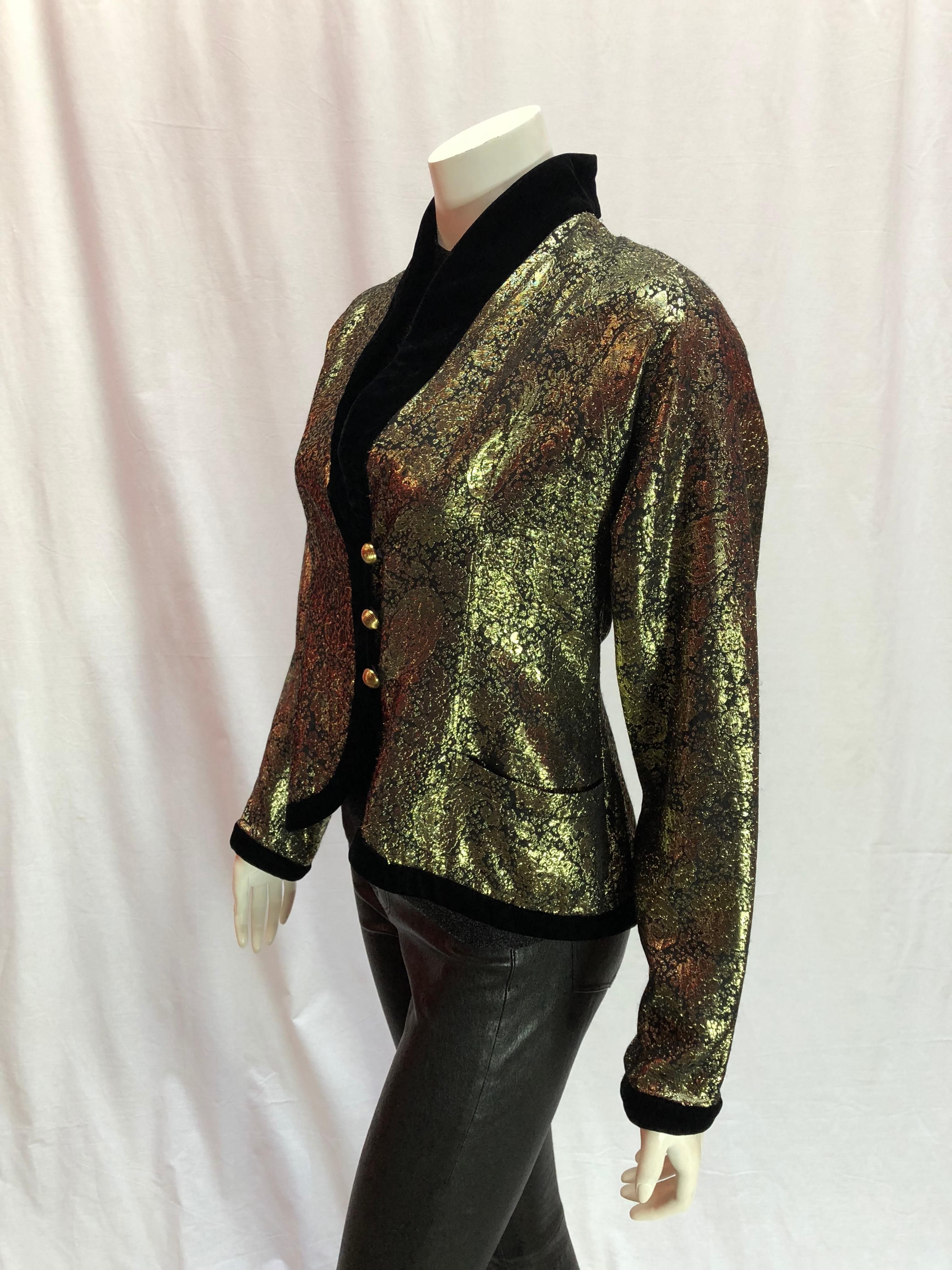 Lanvin Vintage Lame d'or et veste en velours noir  Bon état - En vente à Thousand Oaks, CA