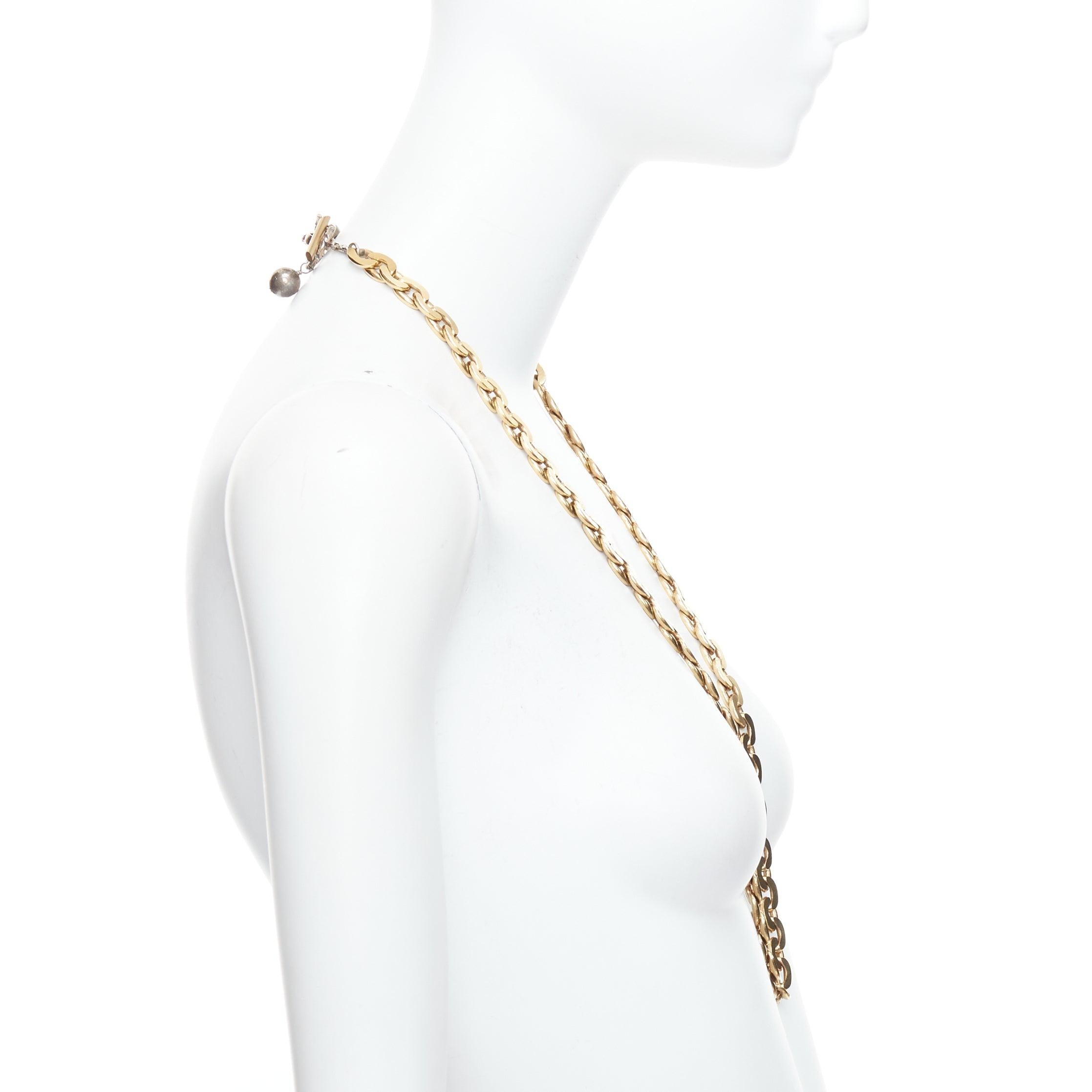 Women's LANVIN Vintage gold multi chain hoop cuban loop necklace belt For Sale