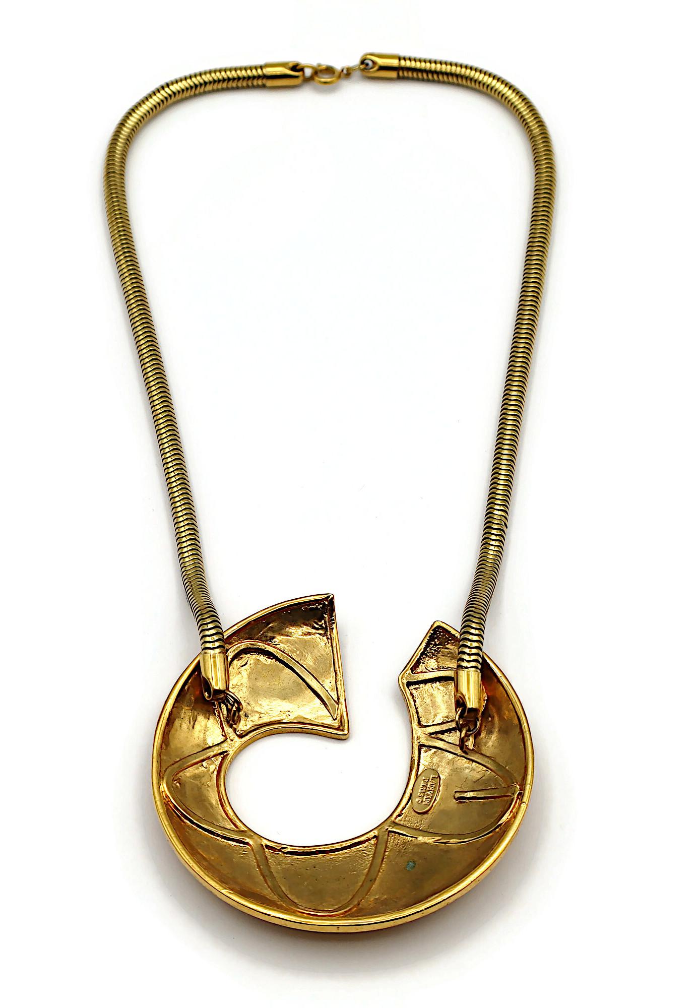 LANVIN Vintage Gold Tone Pendant Necklace For Sale 9