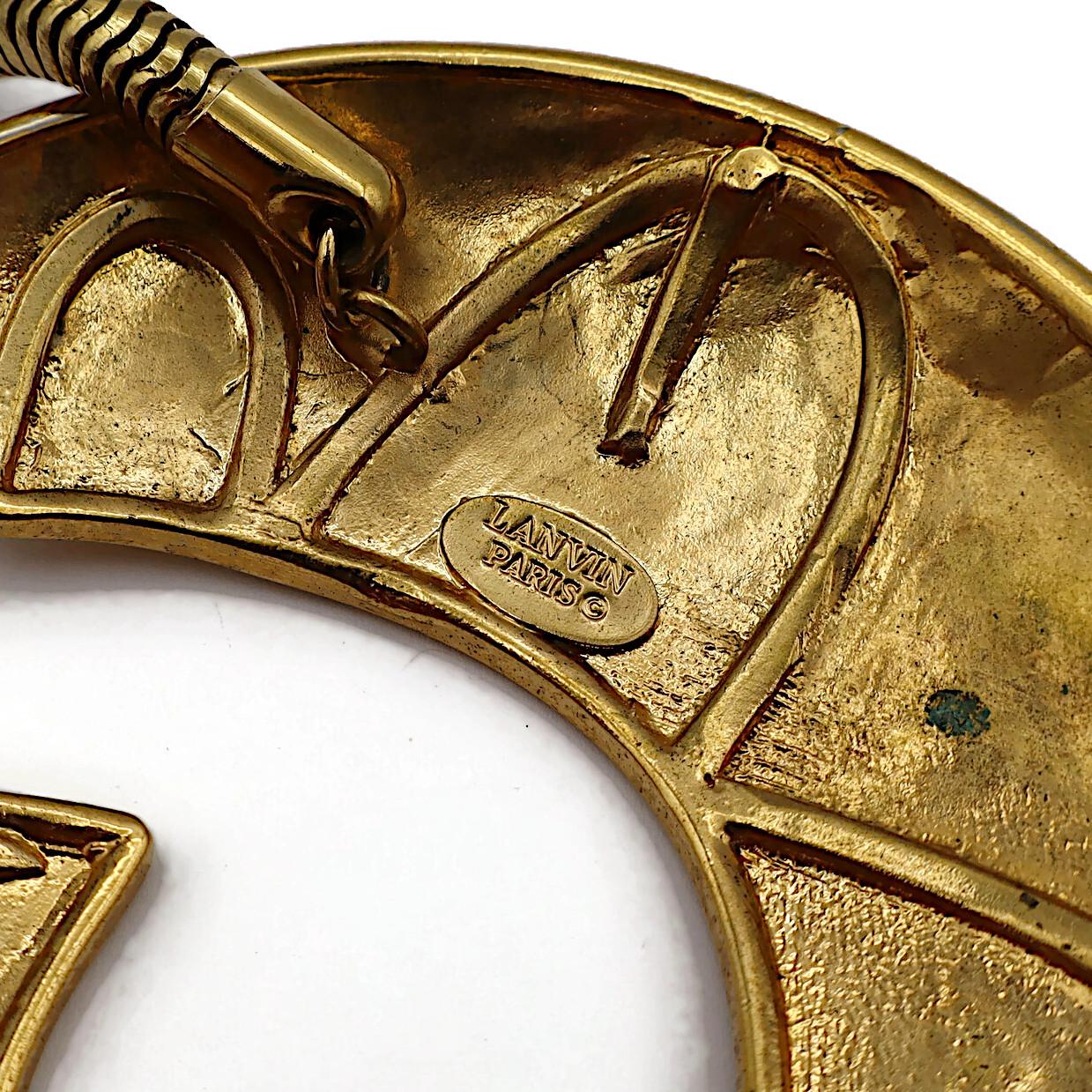 LANVIN Vintage Gold Tone Pendant Necklace For Sale 10