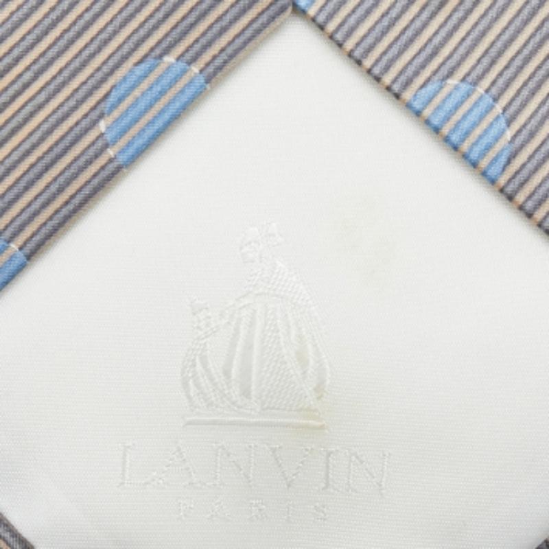 Lanvin Vintage Graue Seidenkrawatte mit Kreisdruck im Angebot 1