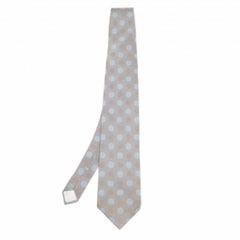 Lanvin Vintage Graue Seidenkrawatte mit Kreisdruck