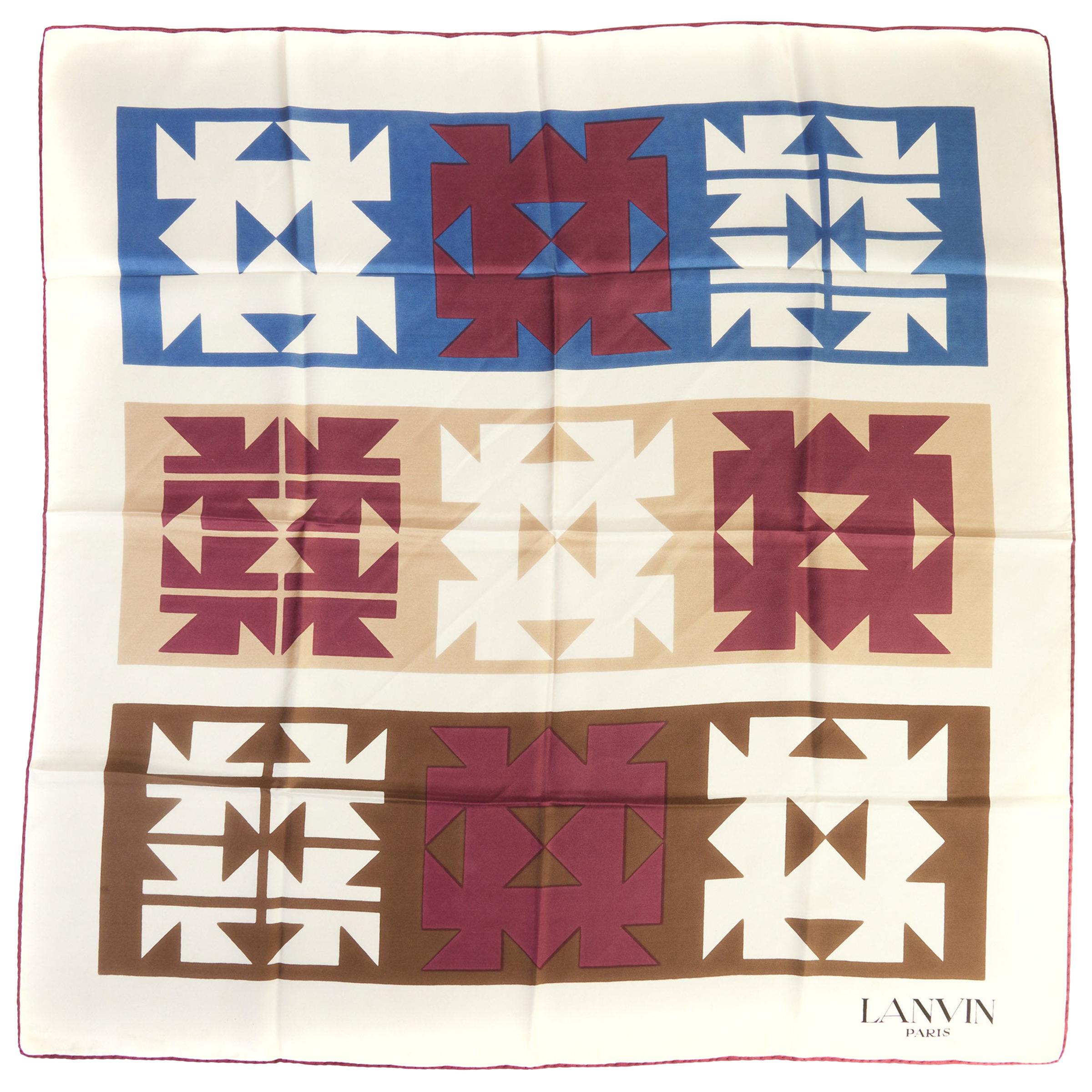 Lanvin Vintage Silk Geometric Scarf For Sale