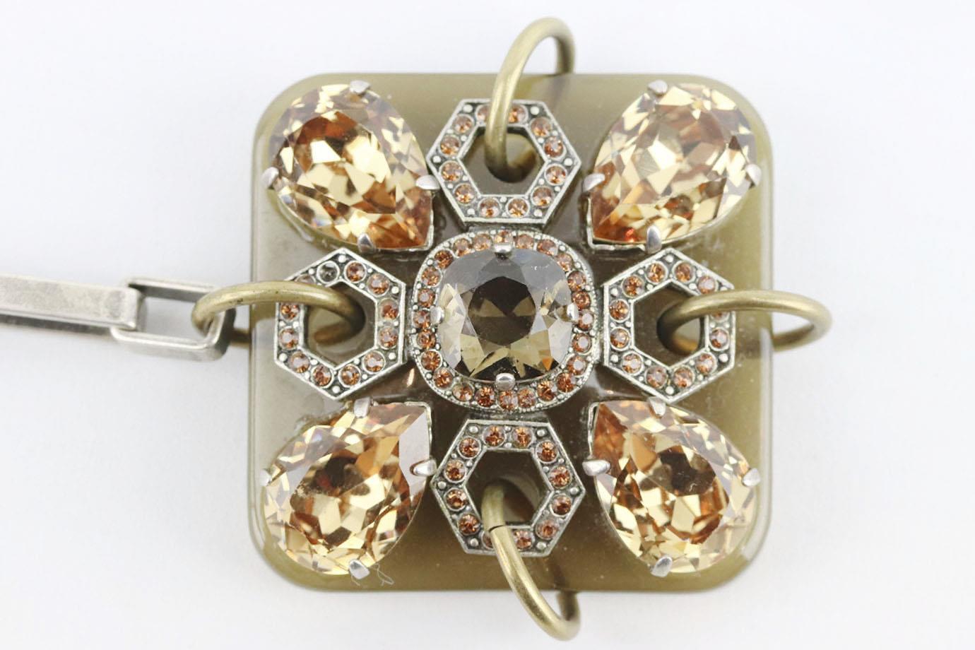 Lanvin Vintage Silver Tone Crystal And Resin Chain Necklace In Excellent Condition In London, GB