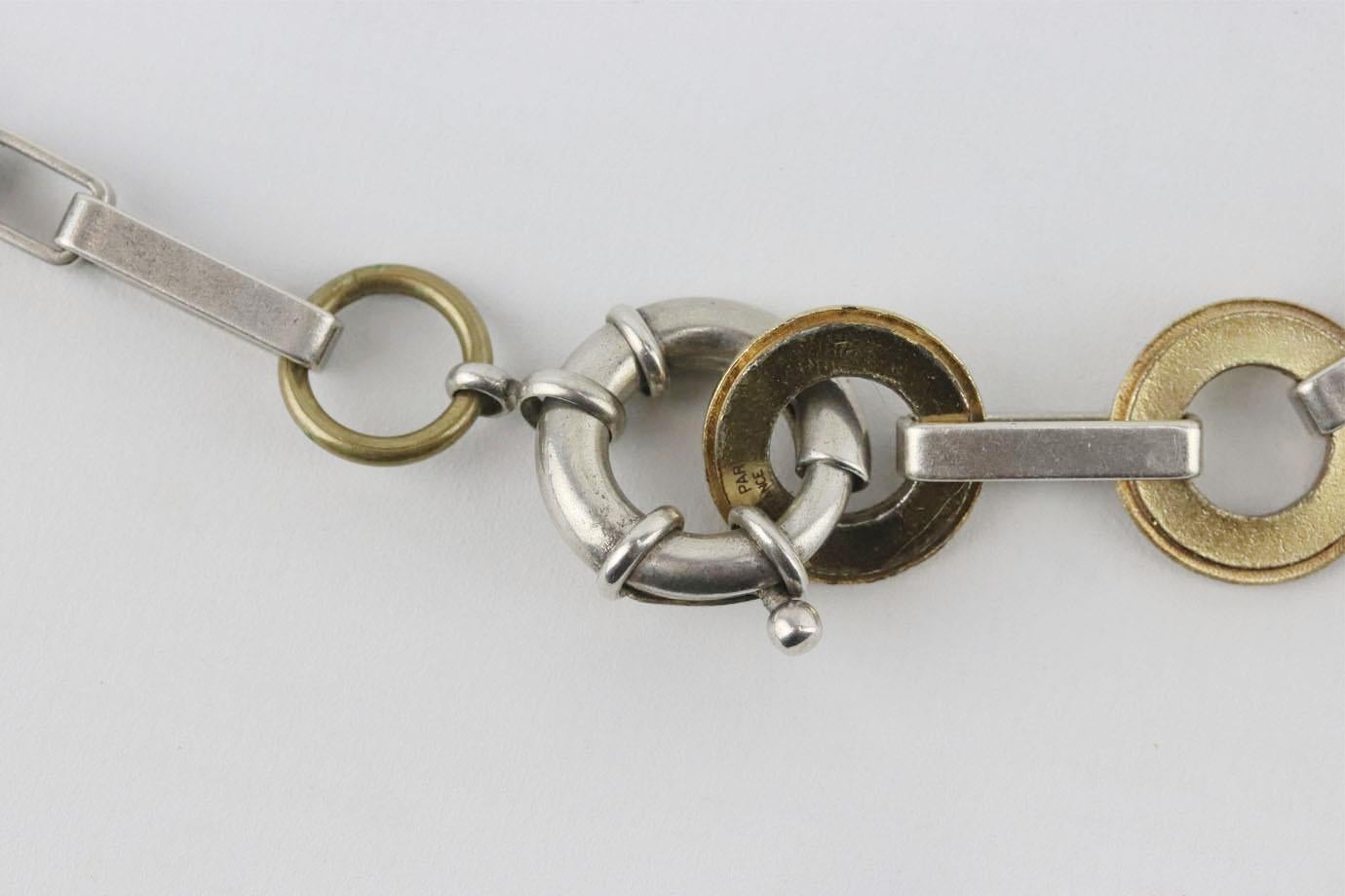Women's Lanvin Vintage Silver Tone Crystal And Resin Chain Necklace