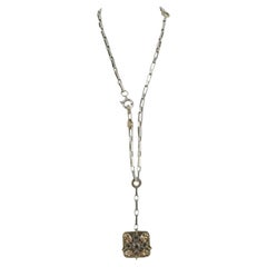 Lanvin Vintage Silver Tone Crystal And Resin Chain Necklace