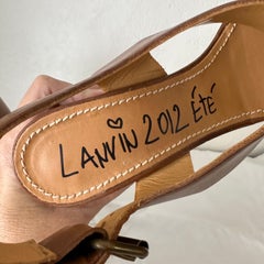 Lanvin 2012 Été Wooden Platform Wedge Sandals EU 39 Watersnake & Leather Straps