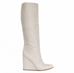 LANVIN Wedge Boots in Beige Lamb Leather Size 38.5 FR