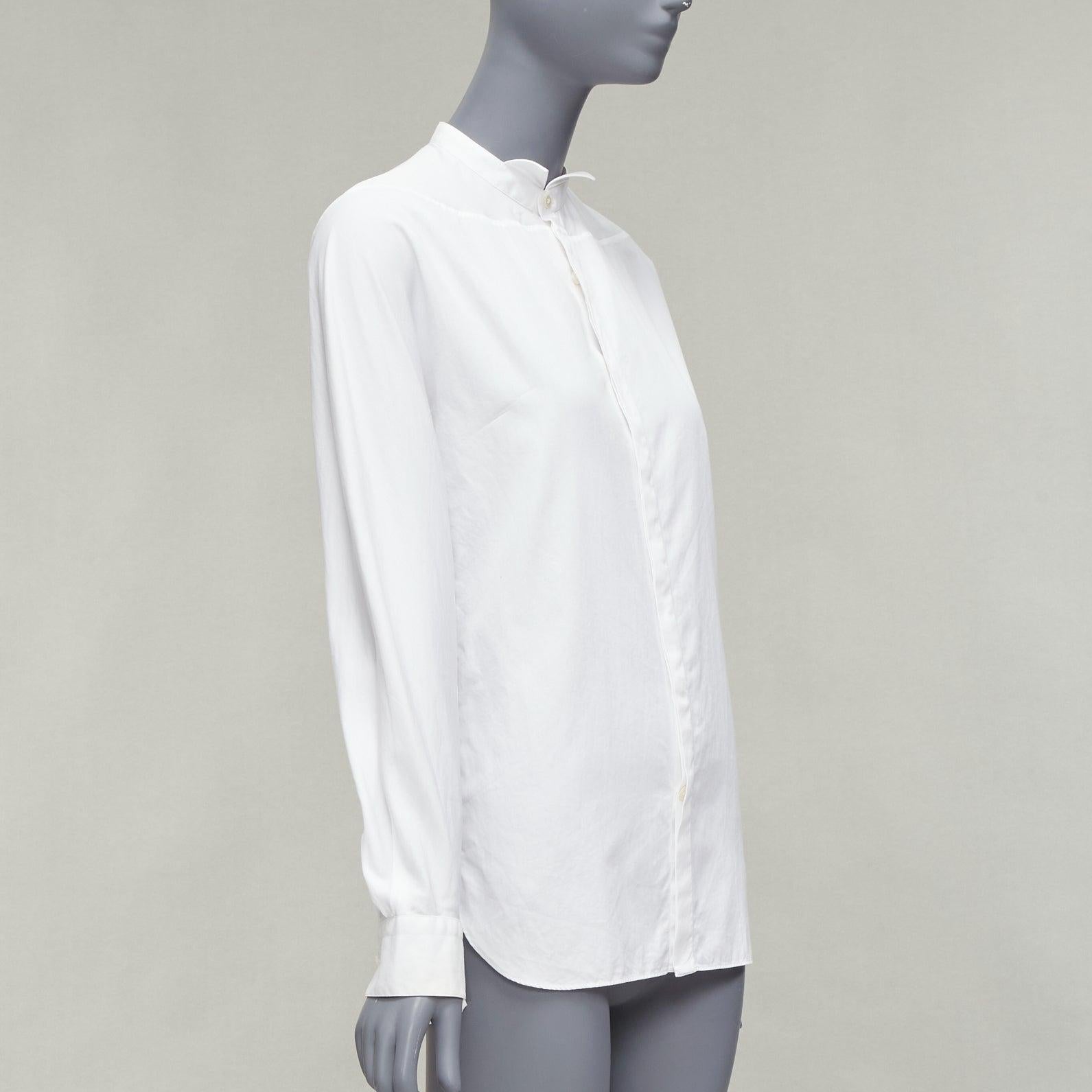 LANVIN white 100% cotton bow tie  collar plain dress shirt EU37 XS In Good Condition For Sale In Hong Kong, NT