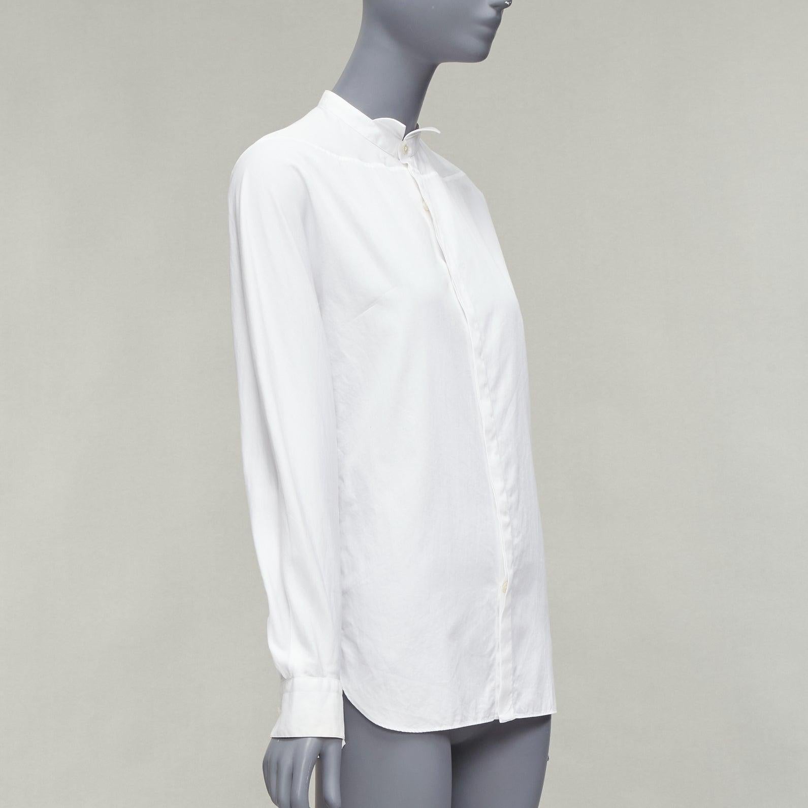 Grigio Papillon LANVIN bianco in 100% cotone  camicia da abito con colletto a tinta unita EU37 XS in vendita