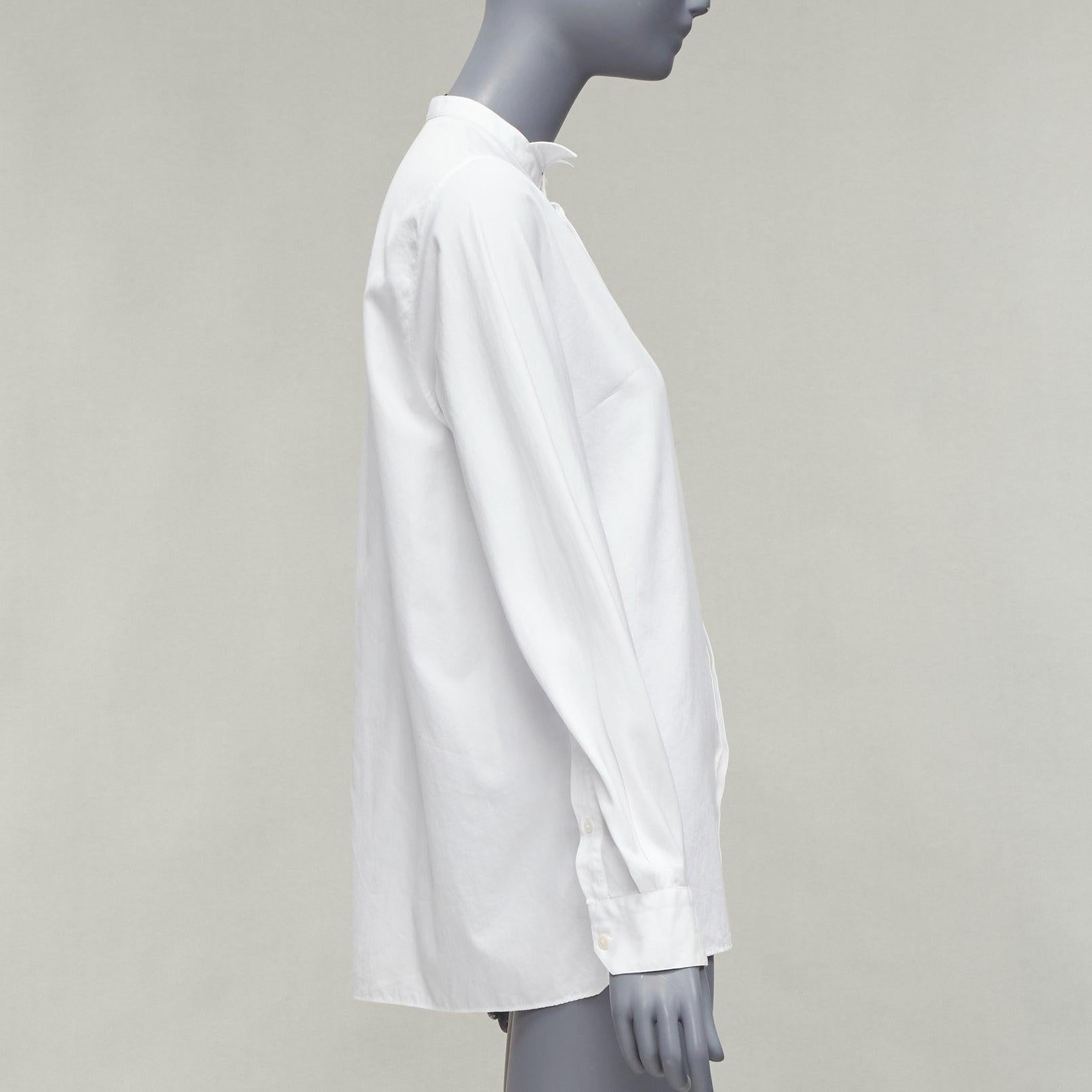 Women's LANVIN white 100% cotton bow tie  collar plain dress shirt EU37 XS For Sale