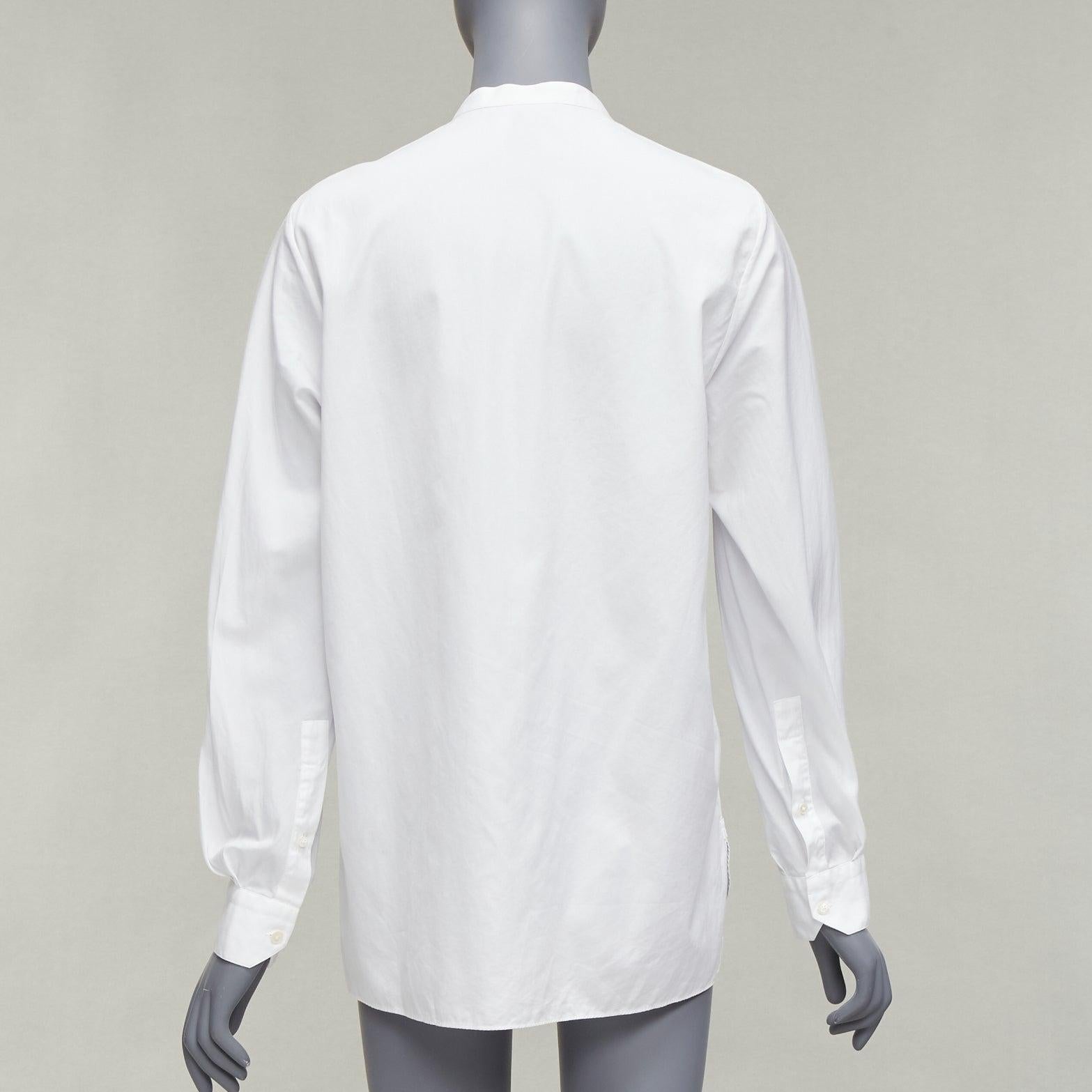 LANVIN white 100% cotton bow tie  collar plain dress shirt EU37 XS For Sale 1