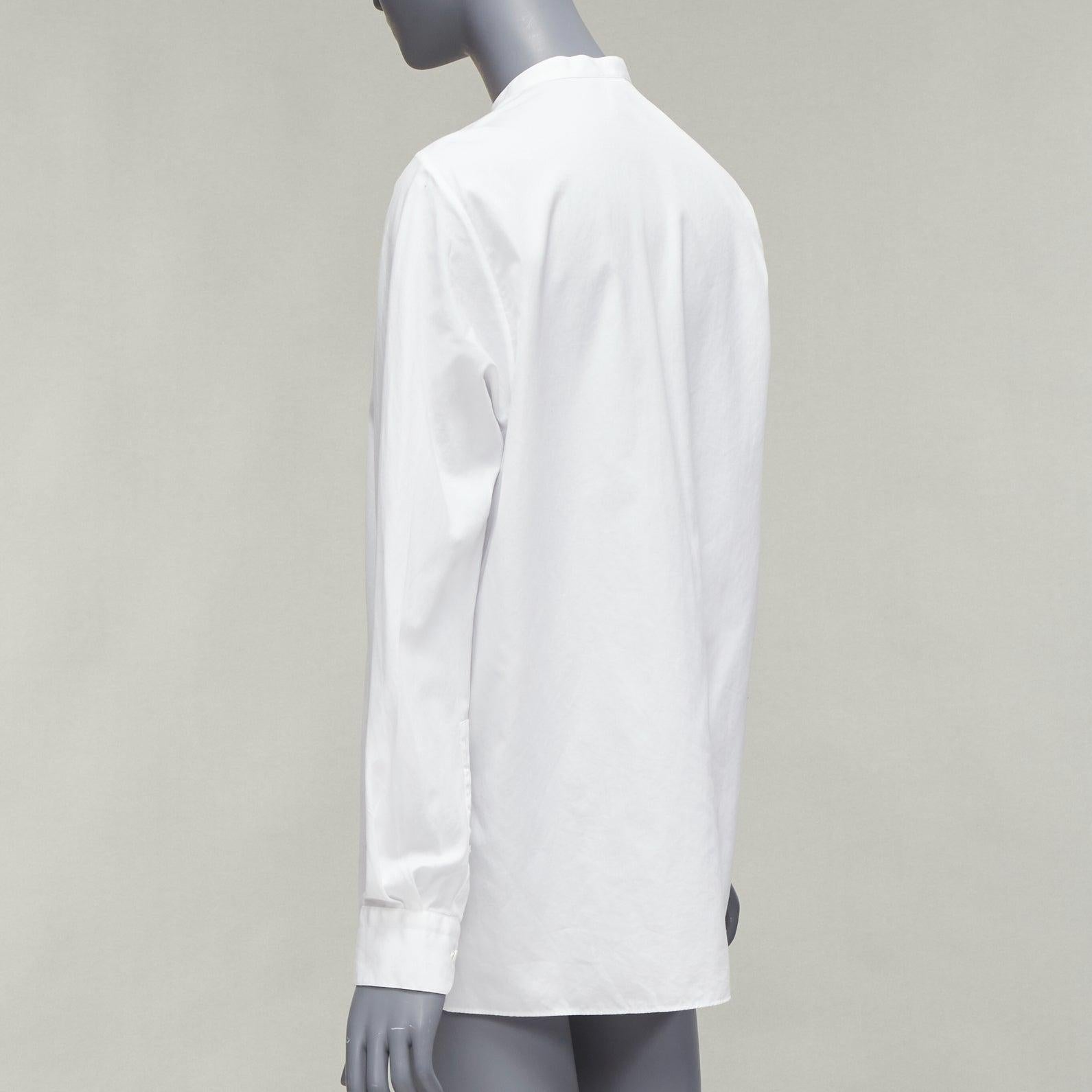 LANVIN white 100% cotton bow tie  collar plain dress shirt EU37 XS For Sale 2