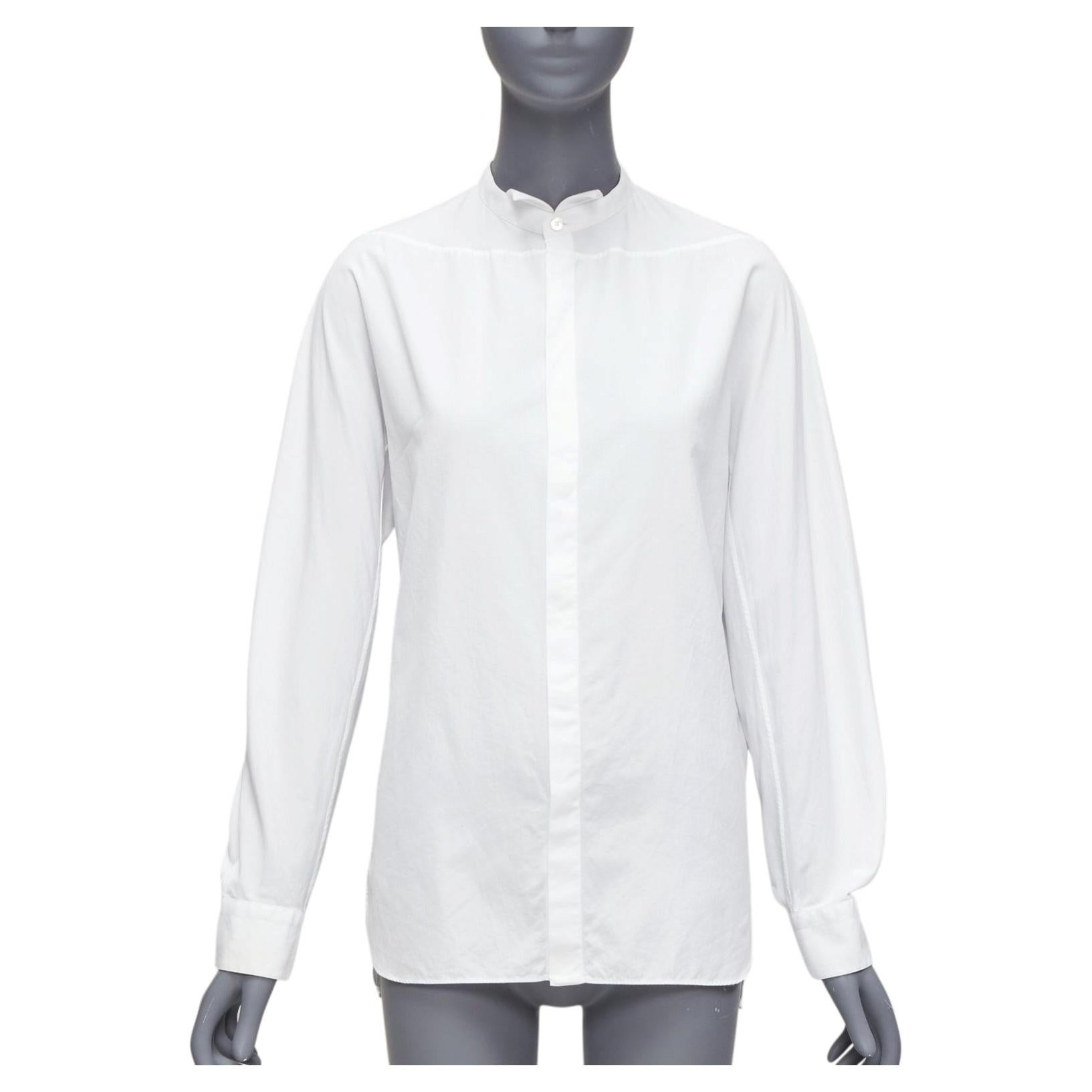 LANVIN white 100% cotton bow tie  collar plain dress shirt EU37 XS For Sale