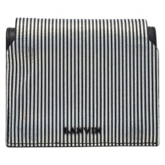 Portacarte in pelle scintillante bianco/nero di Lanvin