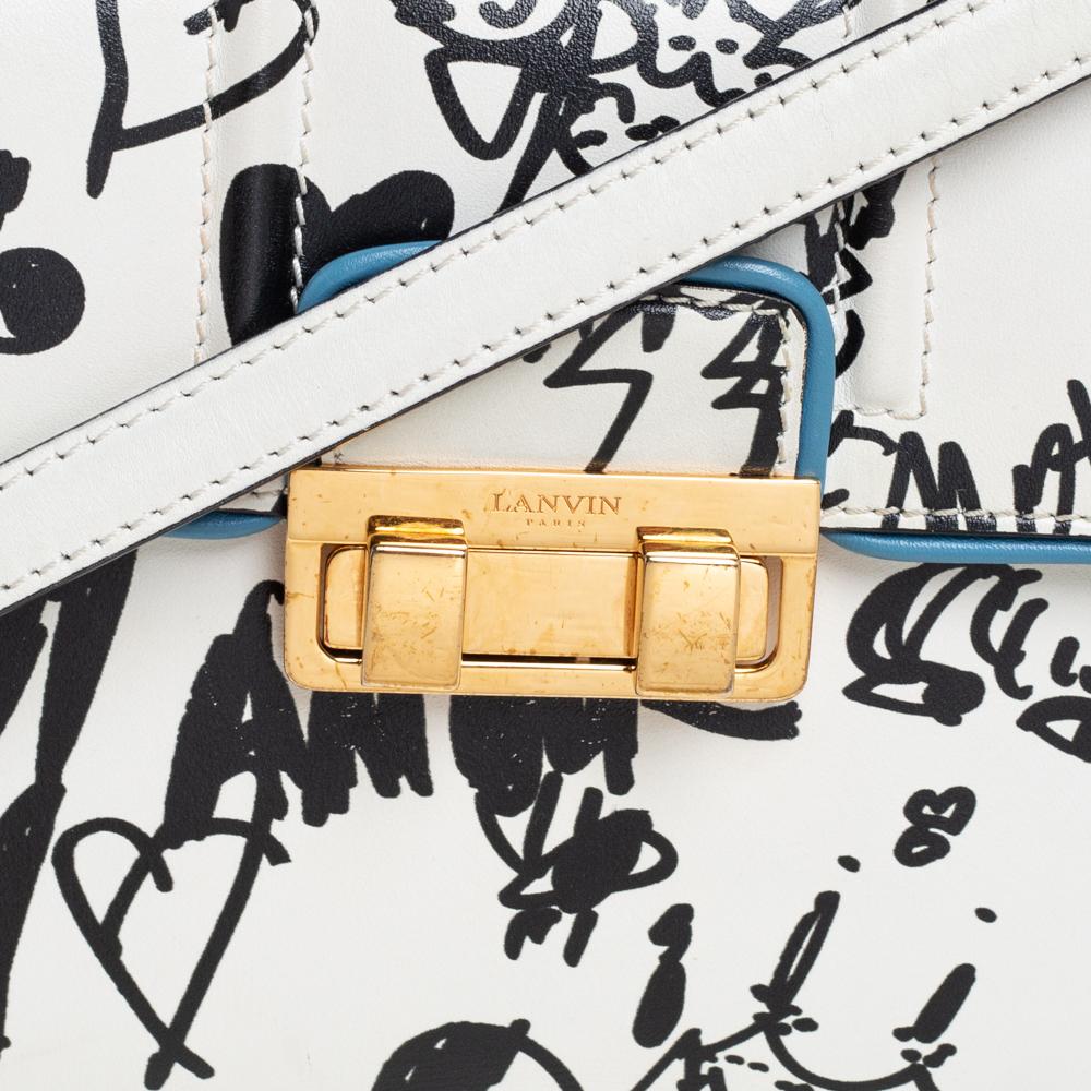 Lanvin White/Black Printed Leather Jiji Shoulder Bag 2