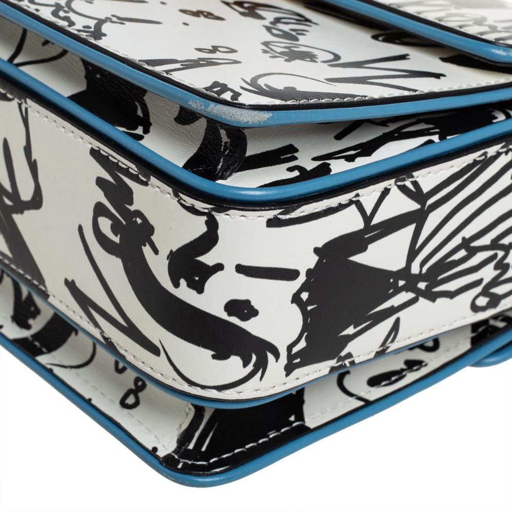 Women's Lanvin White/Black Printed Leather Jiji Shoulder Bag