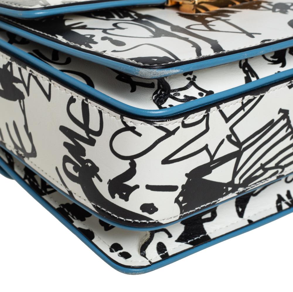 Lanvin White/Black Printed Leather Jiji Shoulder Bag 1