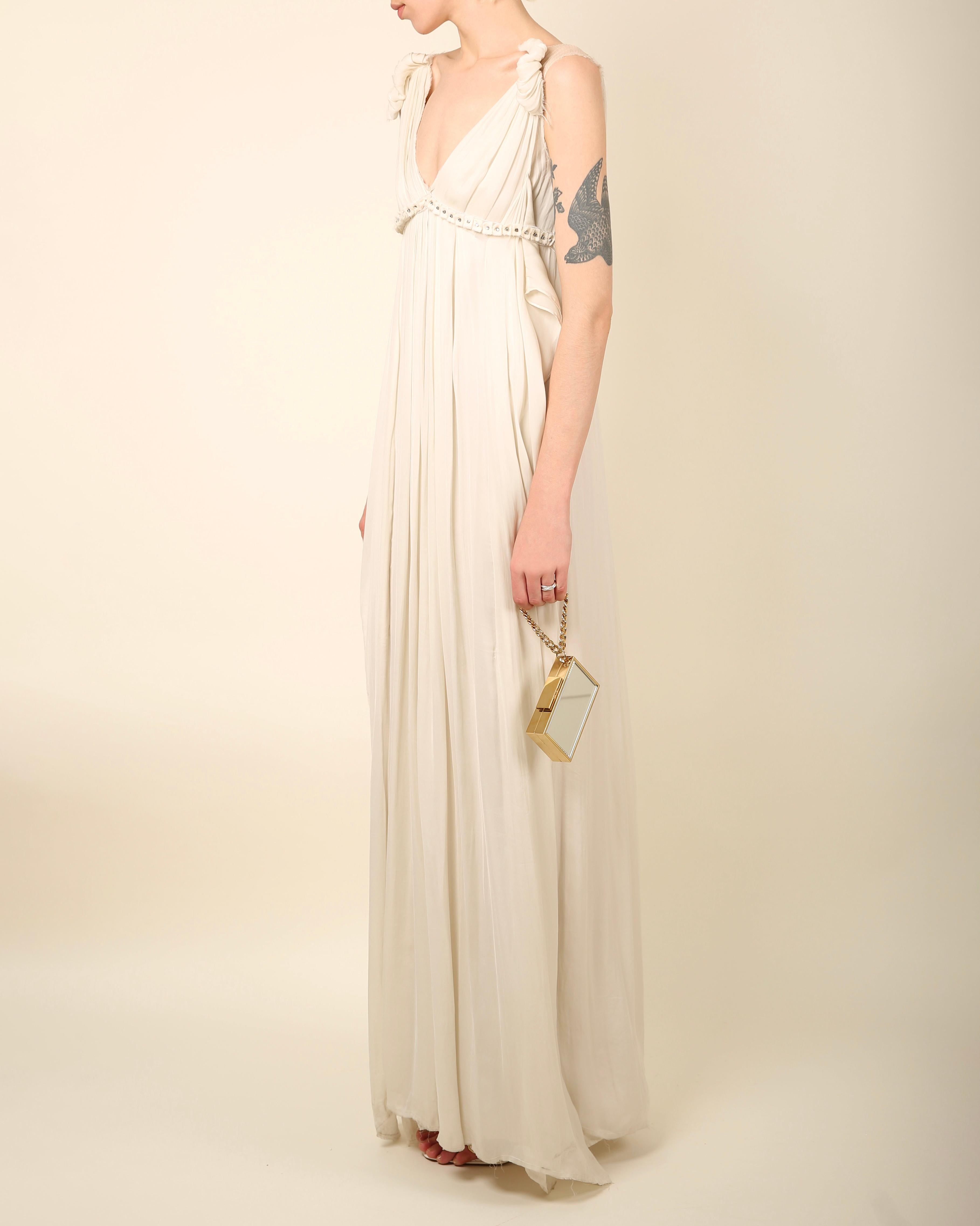 Lanvin vestido de novia blanco estilo greco de seda lavada adornado con cristales en venta 1