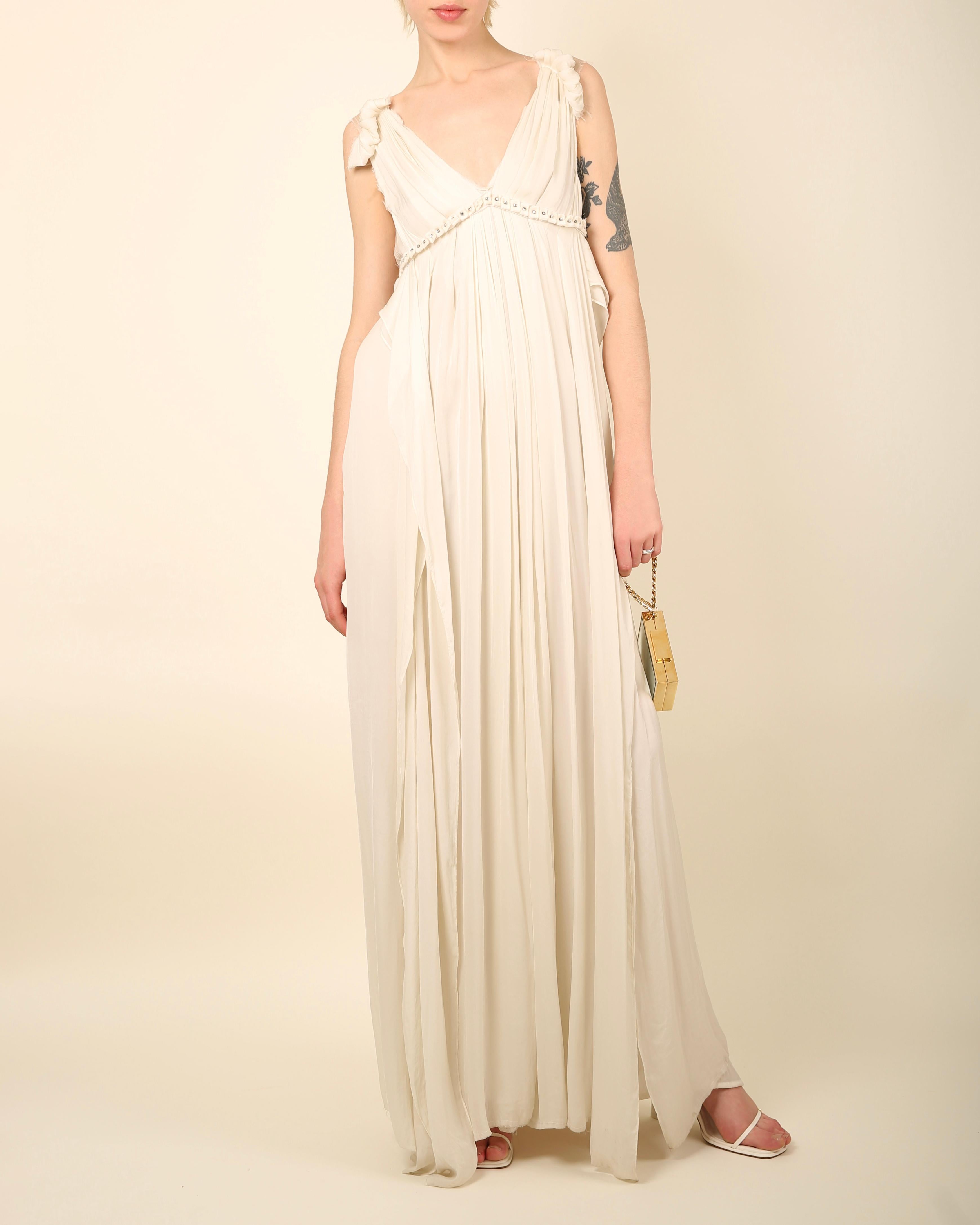 Lanvin vestido de novia blanco estilo greco de seda lavada adornado con cristales en venta 3