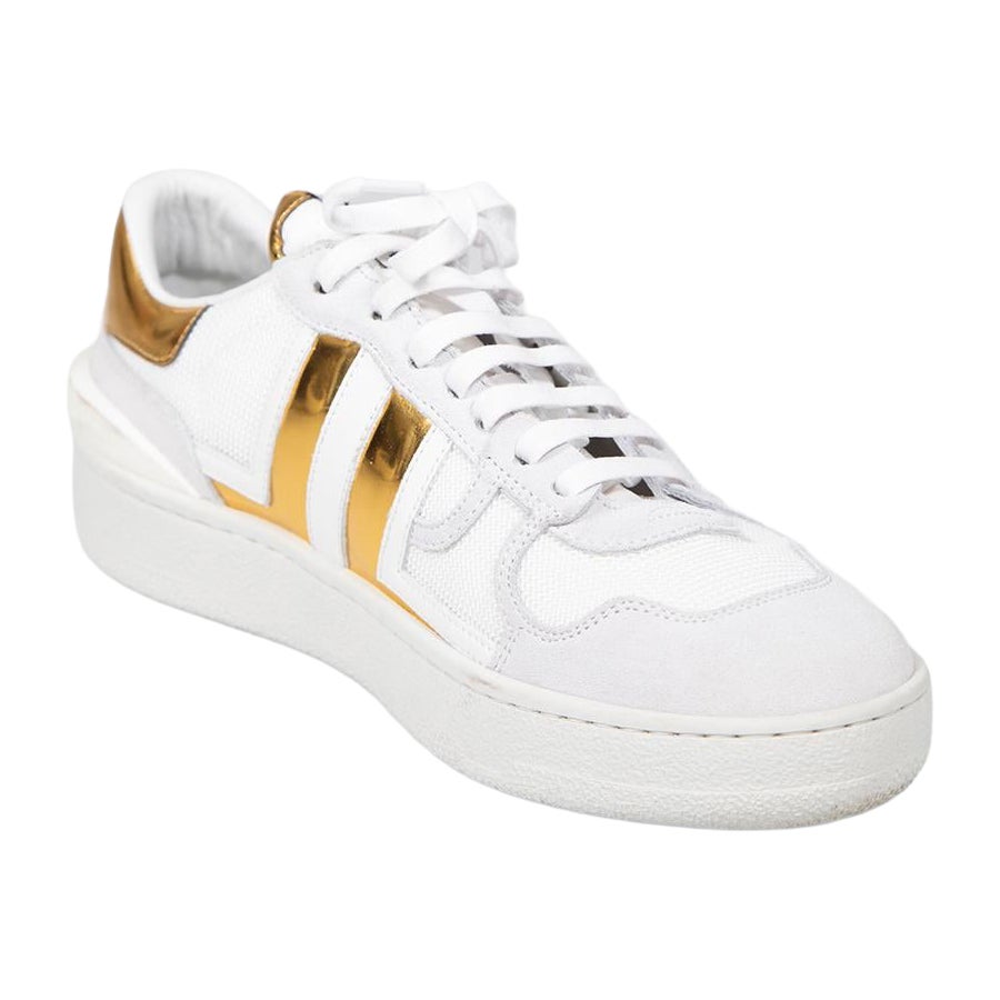 Lanvin White Metallic Detail Clay Trainers Size IT 38