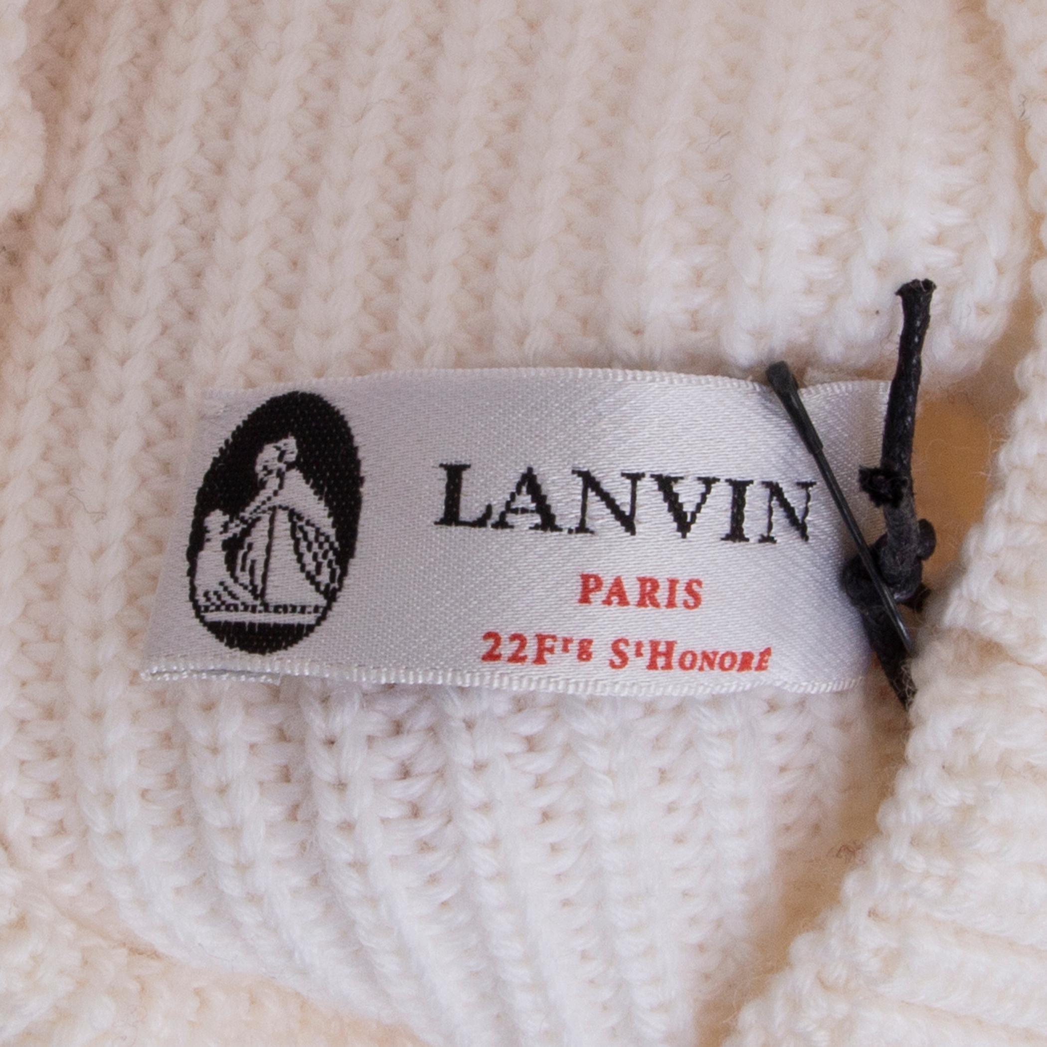 LANVIN white wool RIB KNIT Turtleneck Sweater XS In Excellent Condition In Zürich, CH