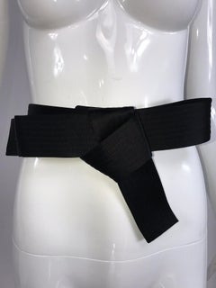 Lanvin Wide Quilted Black Belt in Satin with a Bow