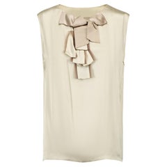 Lanvin Winter 2006 Ecru Bow Sleeveless Top Size M