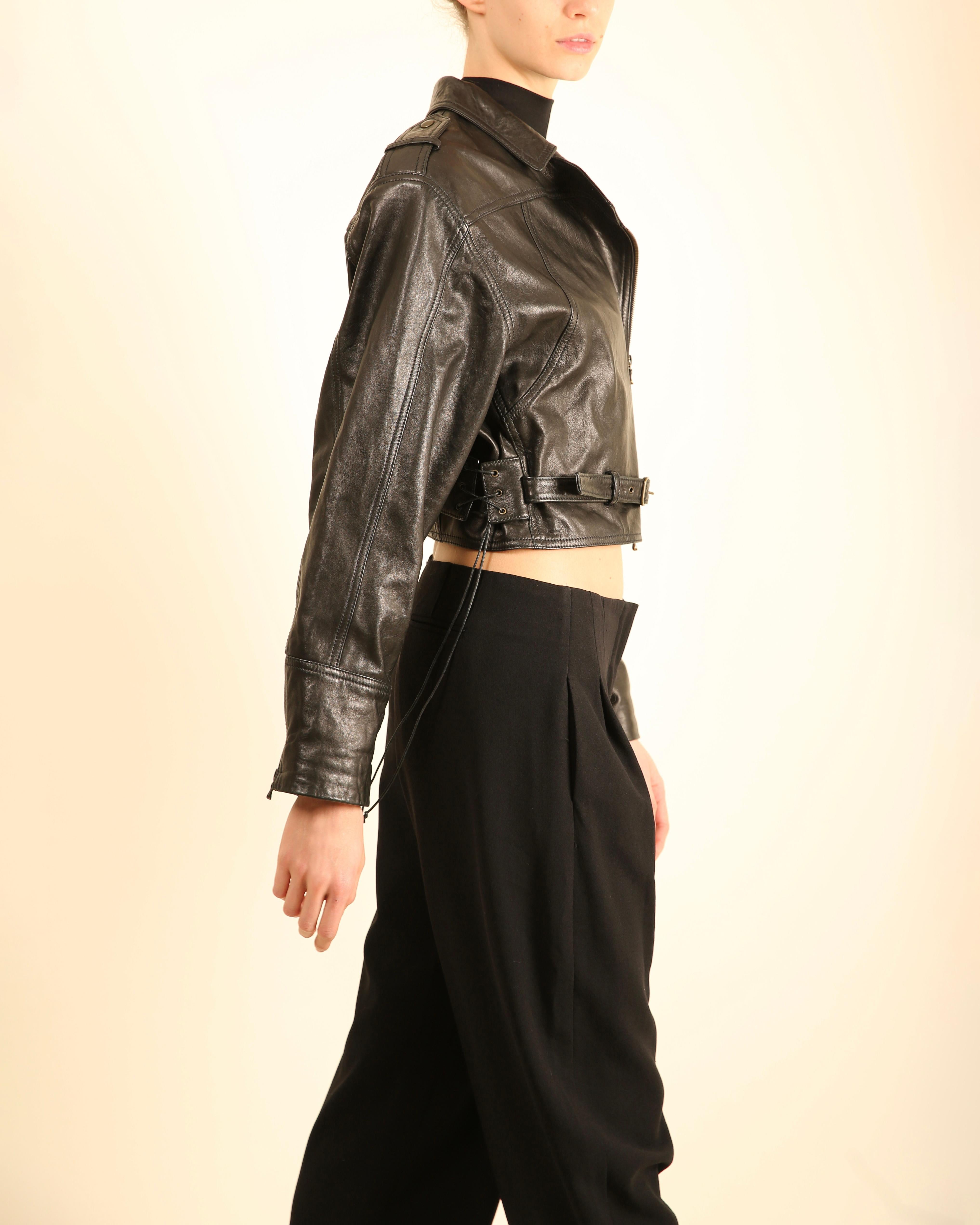 Lanvin Winter 2016 black leather belted oversized slouched leather jacket coat For Sale 5