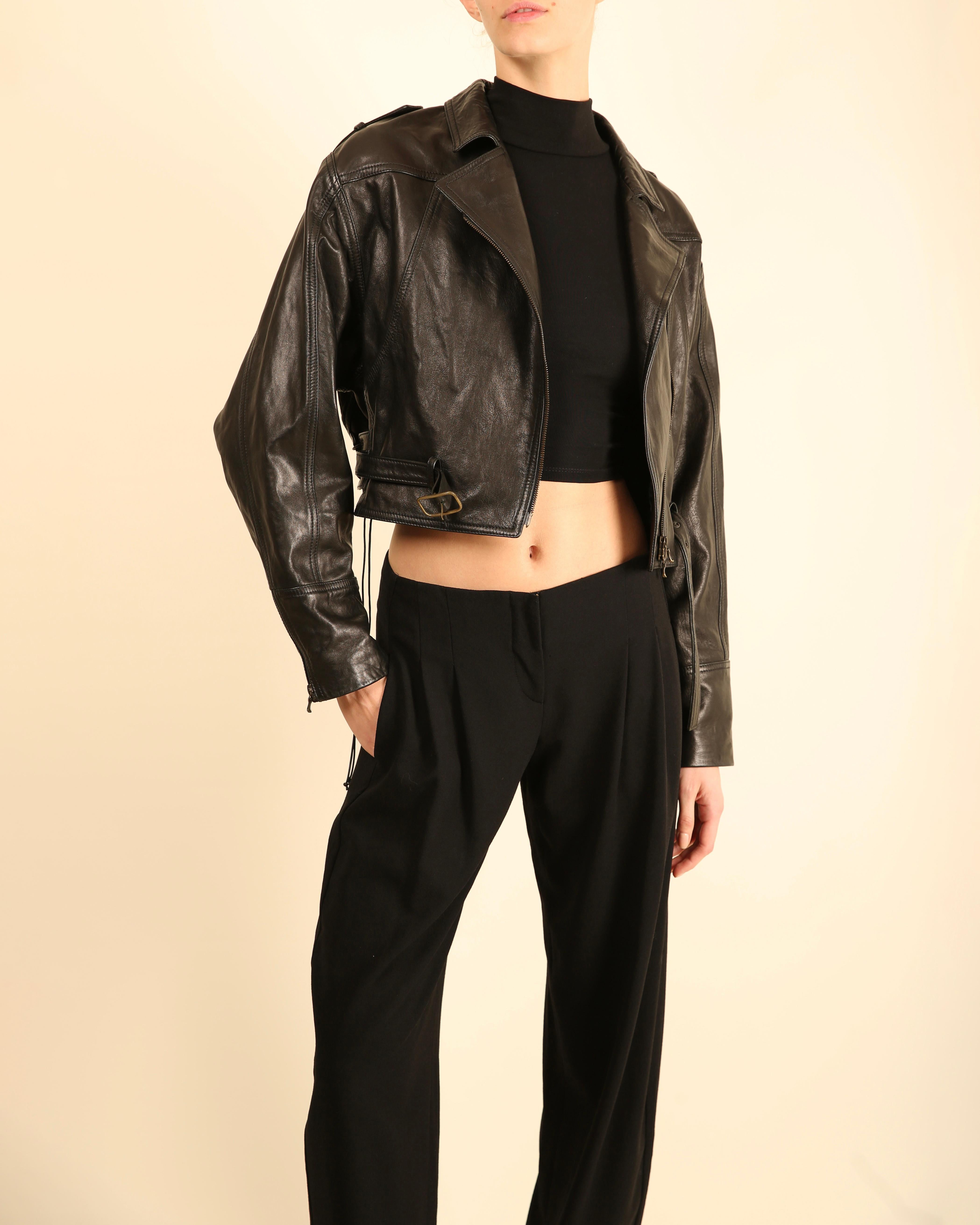 Lanvin Winter 2016 black leather belted oversized slouched leather jacket coat For Sale 6