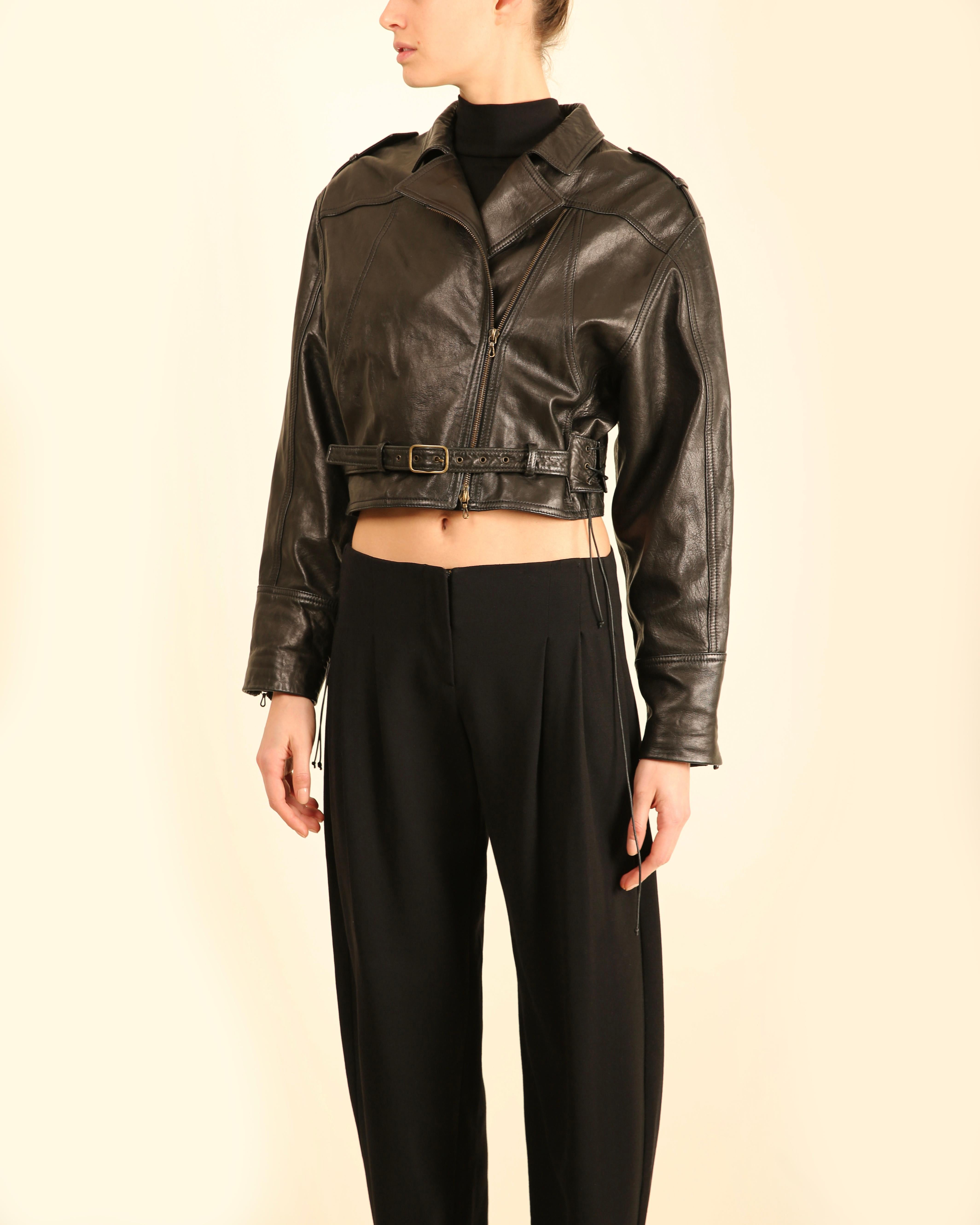 Lanvin Winter 2016 black leather belted oversized slouched leather jacket coat  For Sale 8