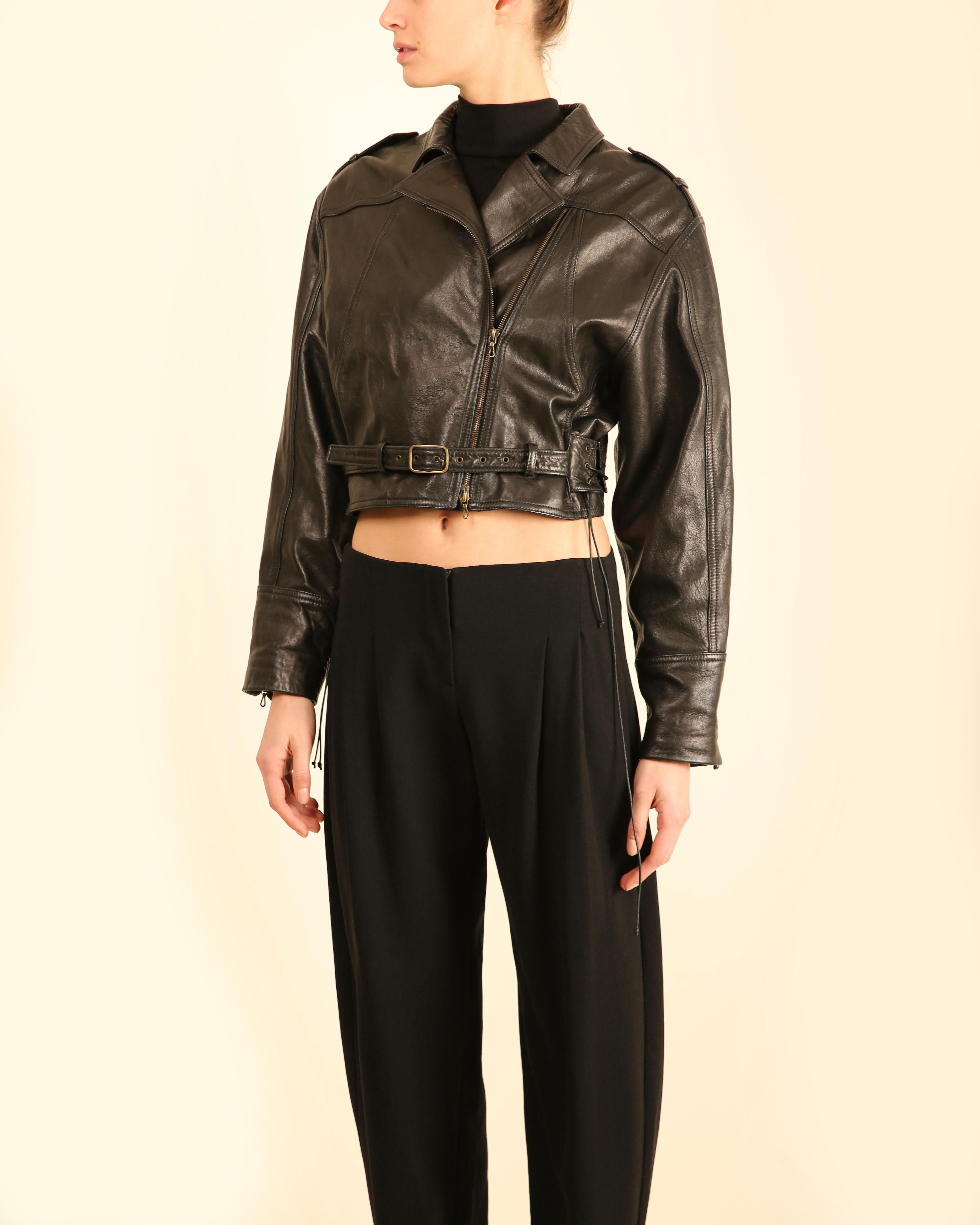 Lanvin Winter 2016 black leather belted oversized slouched leather jacket coat For Sale 7