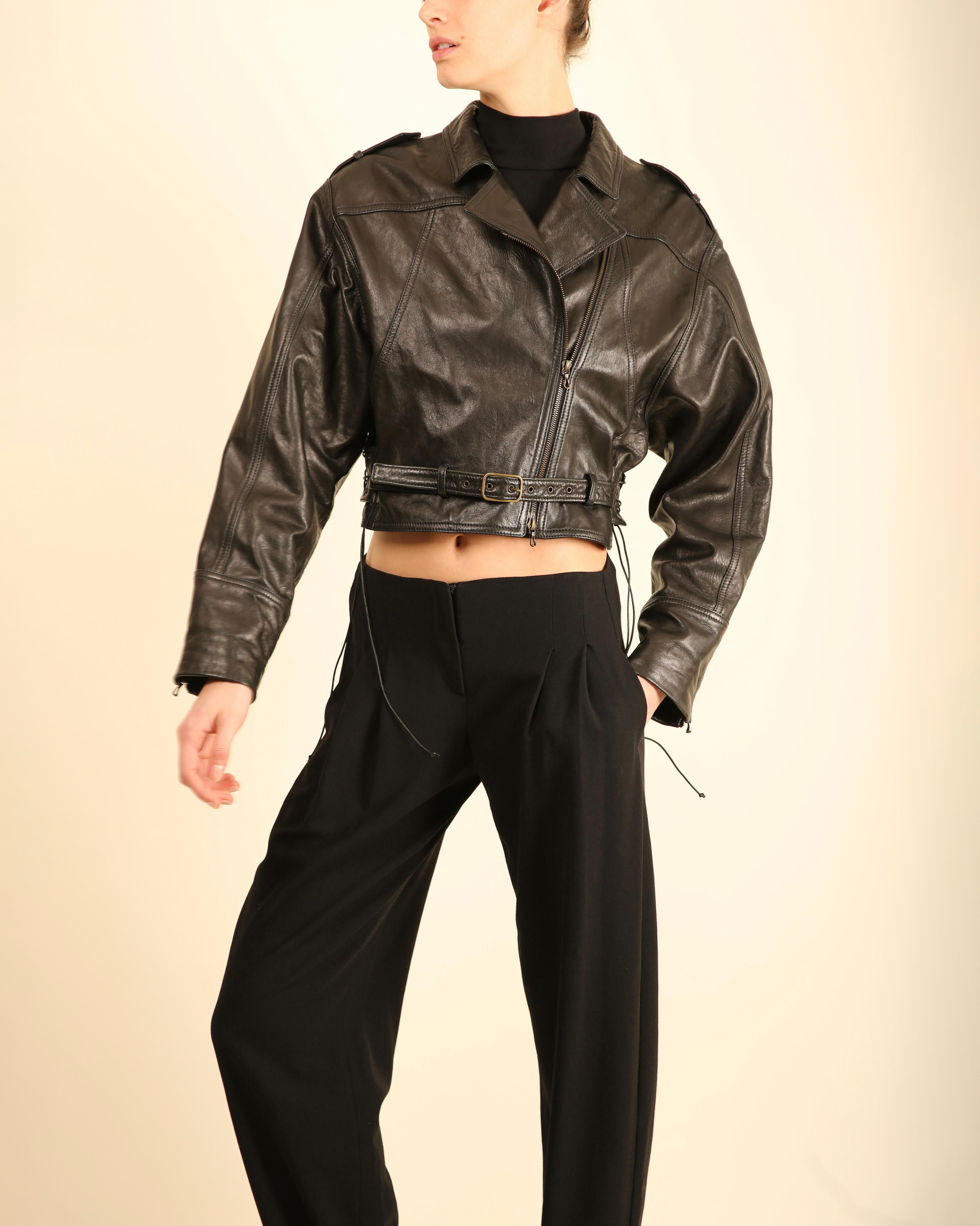 Black Lanvin Winter 2016 black leather belted oversized slouched leather jacket coat For Sale