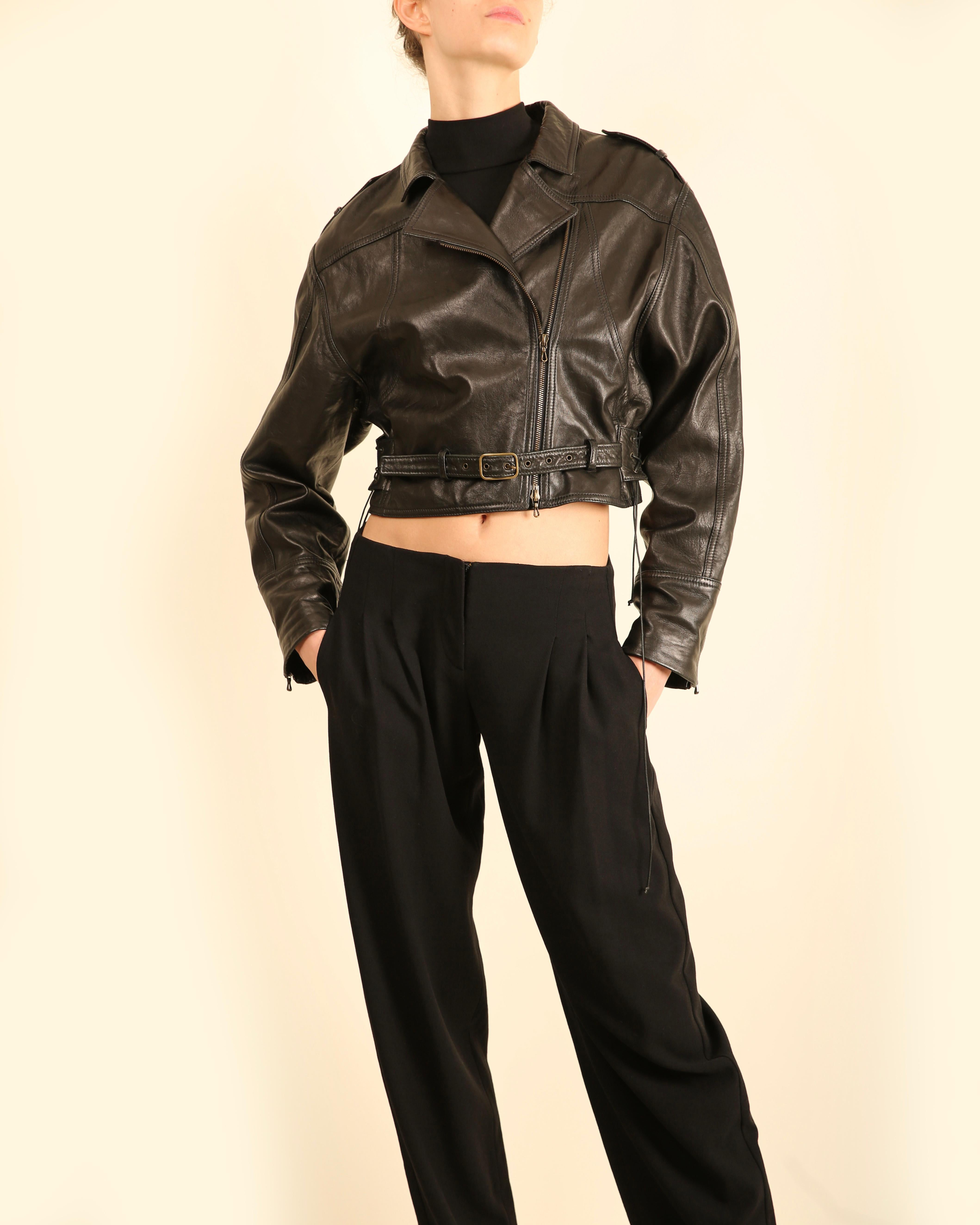 Lanvin Winter 2016 black leather belted oversized slouched leather jacket coat For Sale 2