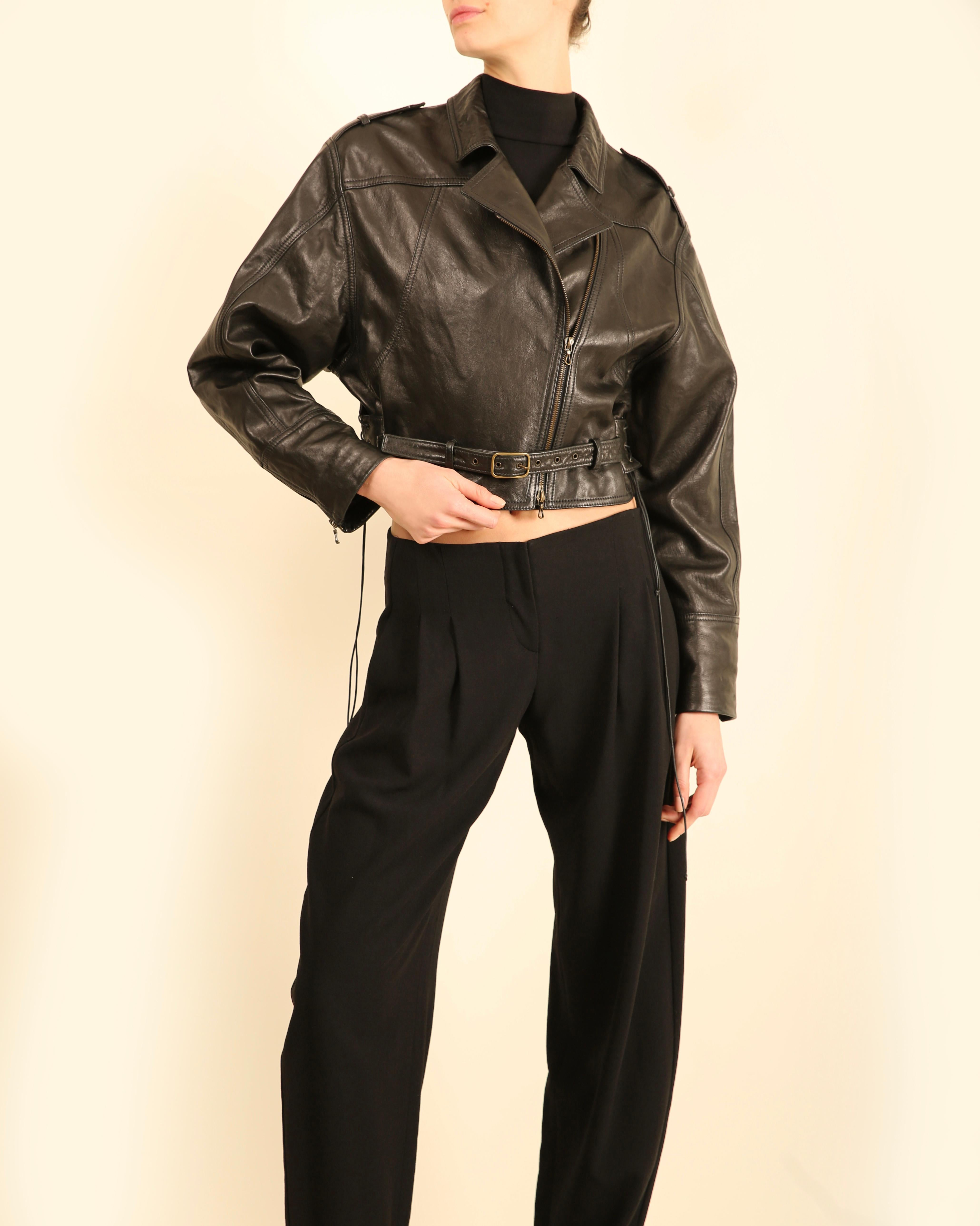 Lanvin Winter 2016 black leather belted oversized slouched leather jacket coat For Sale 3