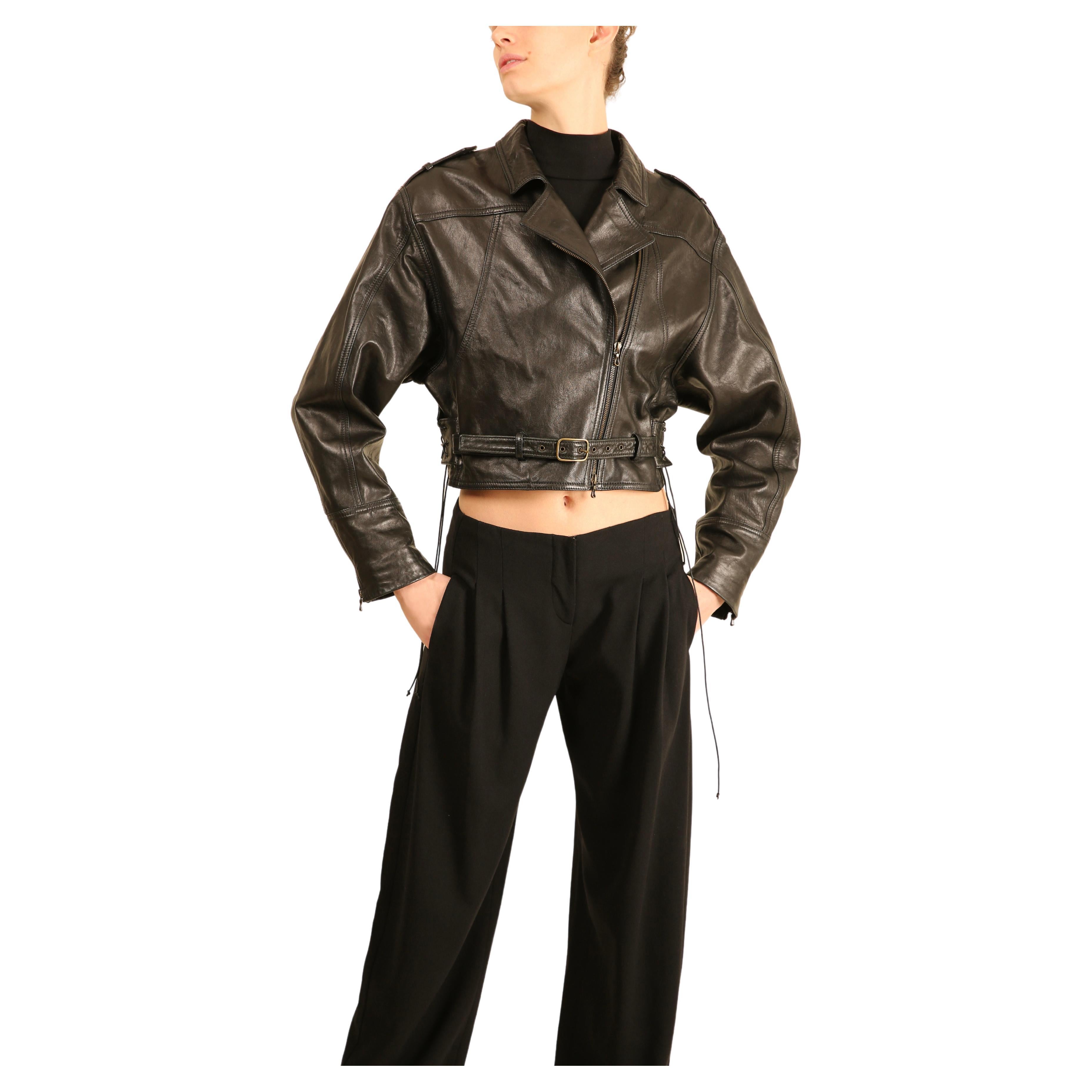 Lanvin Winter 2016 black leather belted oversized slouched leather jacket coat For Sale