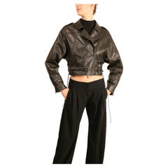 Lanvin Winter 2016 black leather belted oversized slouched leather jacket coat 