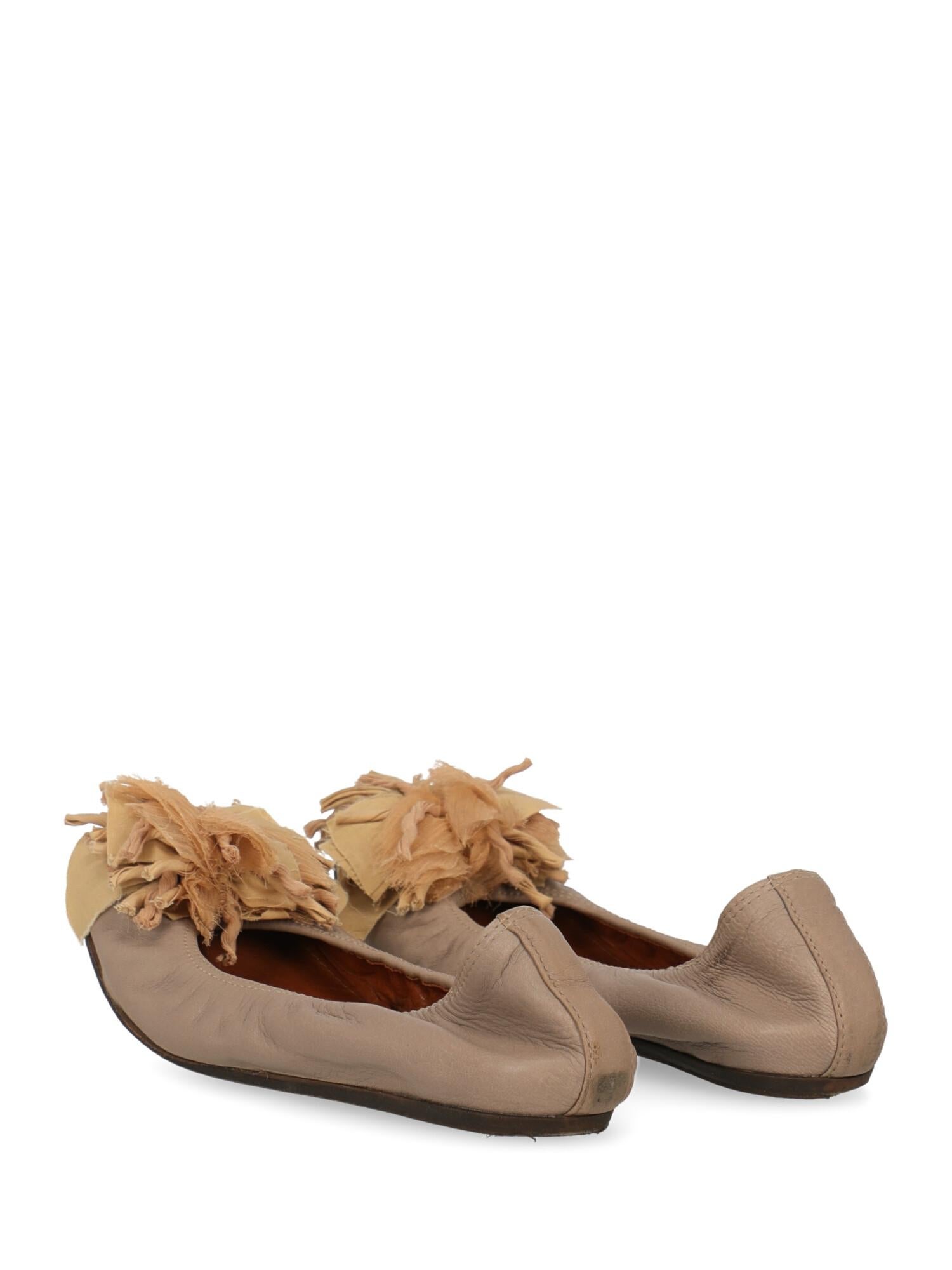 beige leather flats