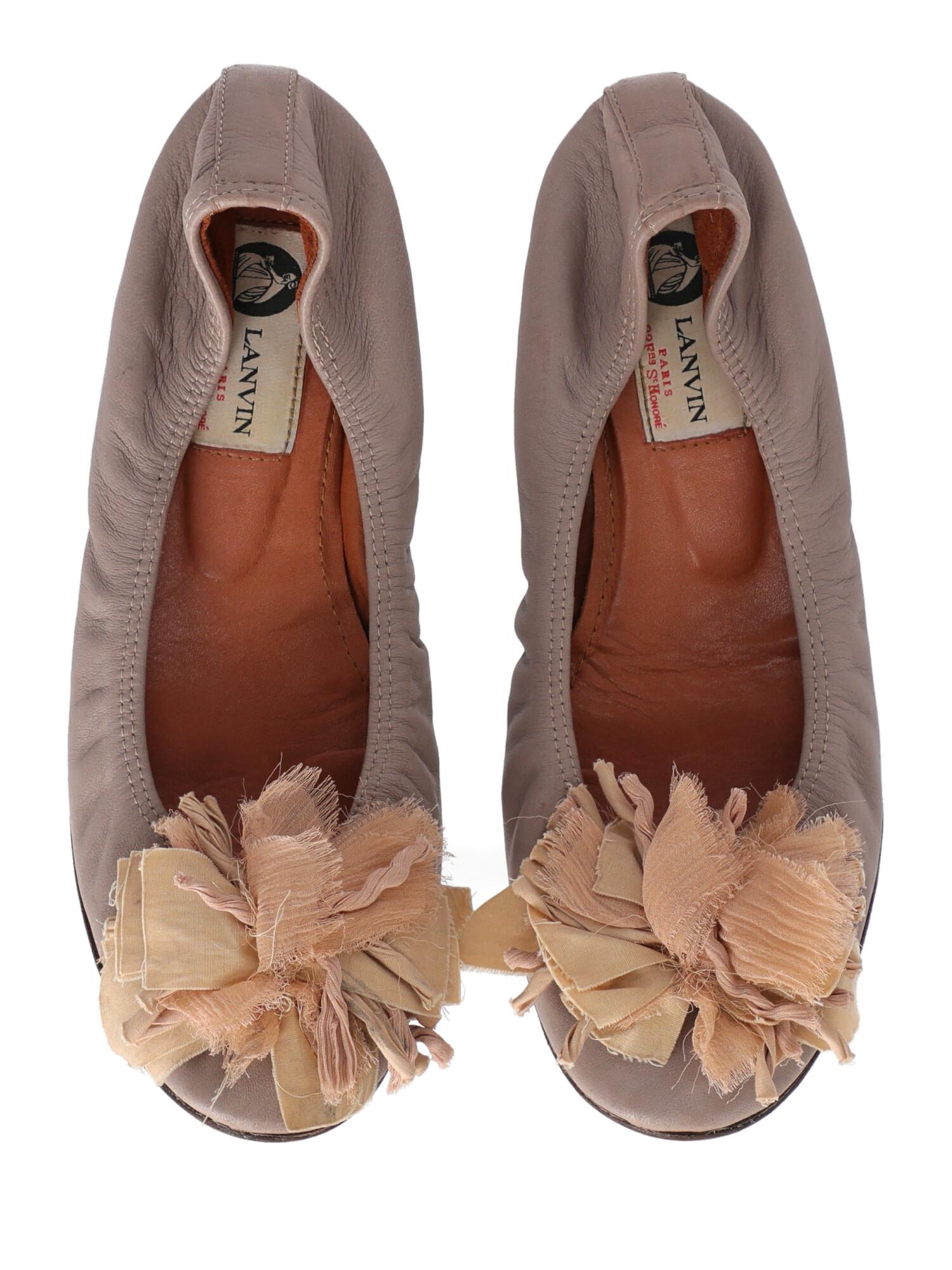 Women's Lanvin Woman Ballet flats Beige Leather IT 37.5 For Sale