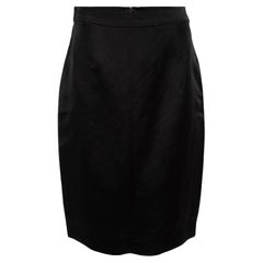 Lanvin Women's Black Linen Blend High Waisted Pencil Skirt