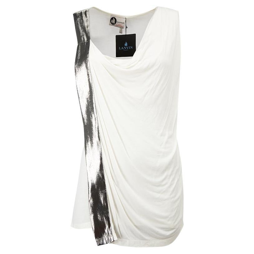 Lanvin Women's Cream Silver Taping Sleeveless Top For Sale