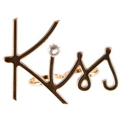 Lanvin Damen Goldfarbener Kristall 'Kiss' Doppelring
