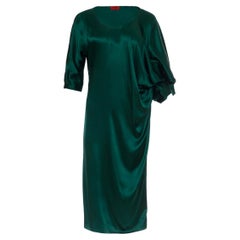 Lanvin Women's Green Silk Draped Midi Dress
