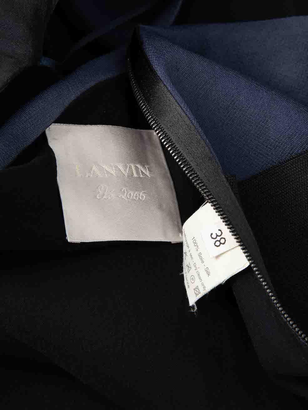 Lanvin Women's Navy Silk One Shoulder Waistband Mini Dress For Sale 1